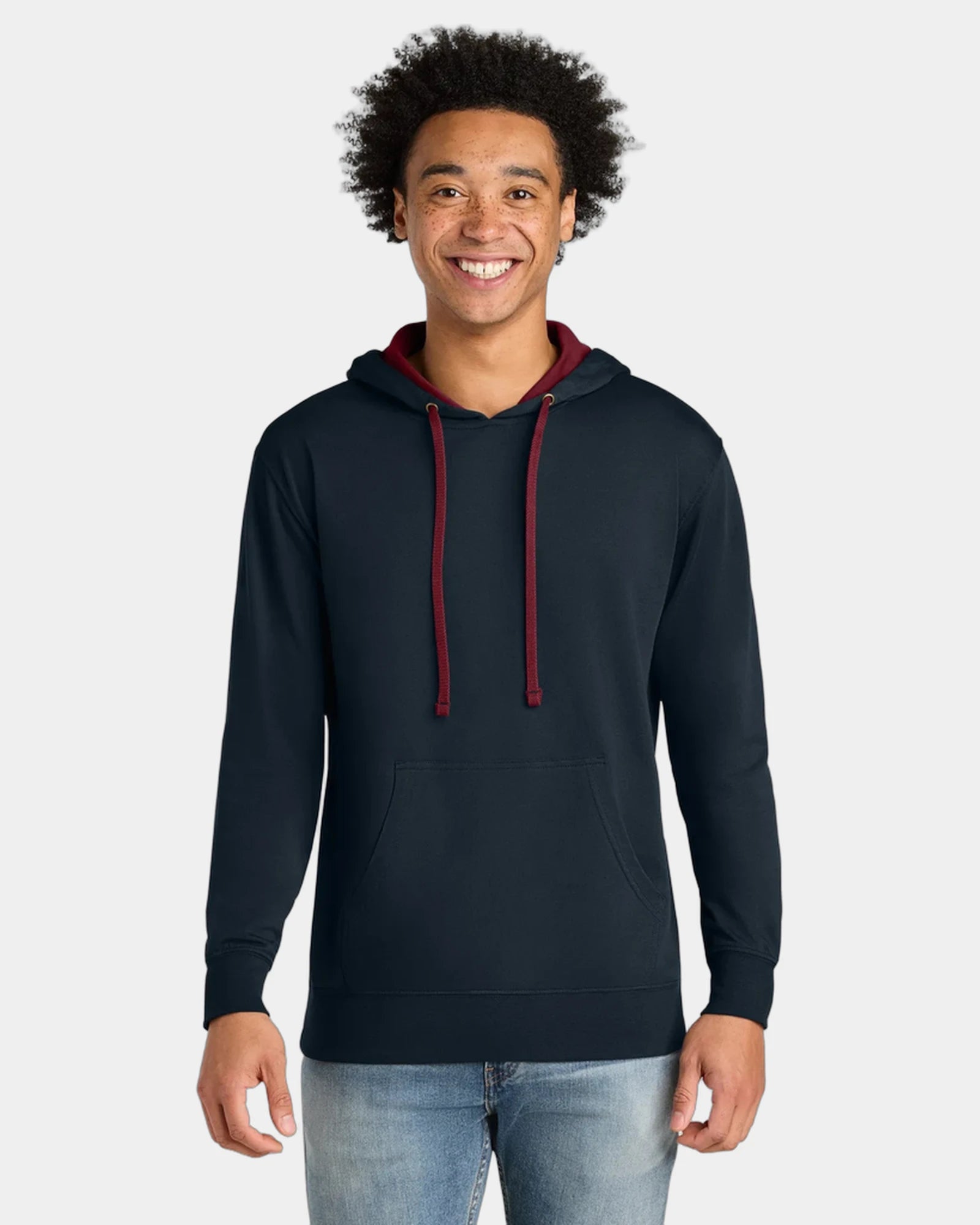 Custom French terry fleece Laguna hoodie for teams - Midnight Navy/ Cardinal