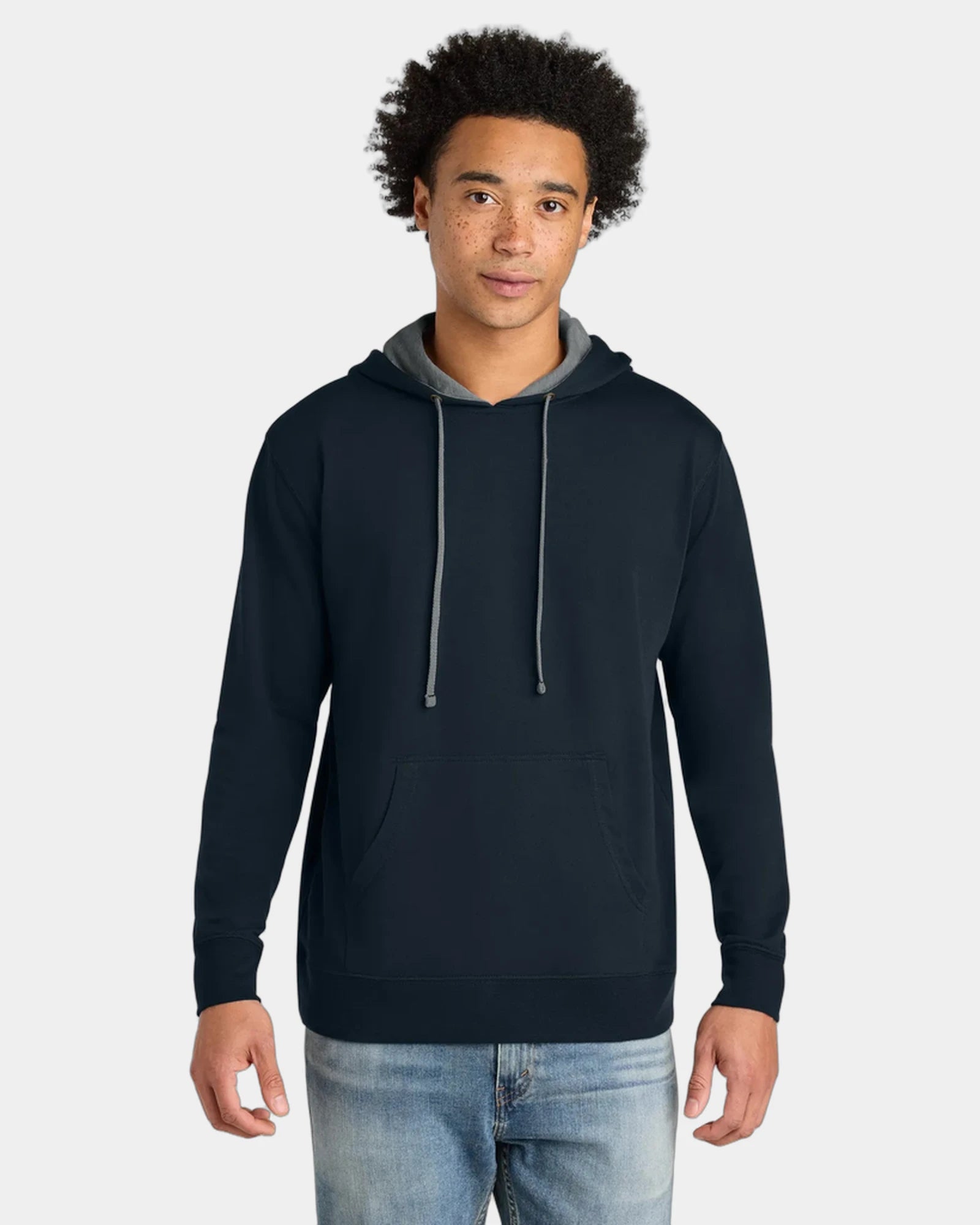Custom French terry fleece Laguna hoodie for teams - Midnight Navy/ Heather Gray