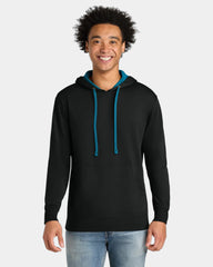 Custom French terry fleece Laguna hoodie for teams - Black/ Turquoise