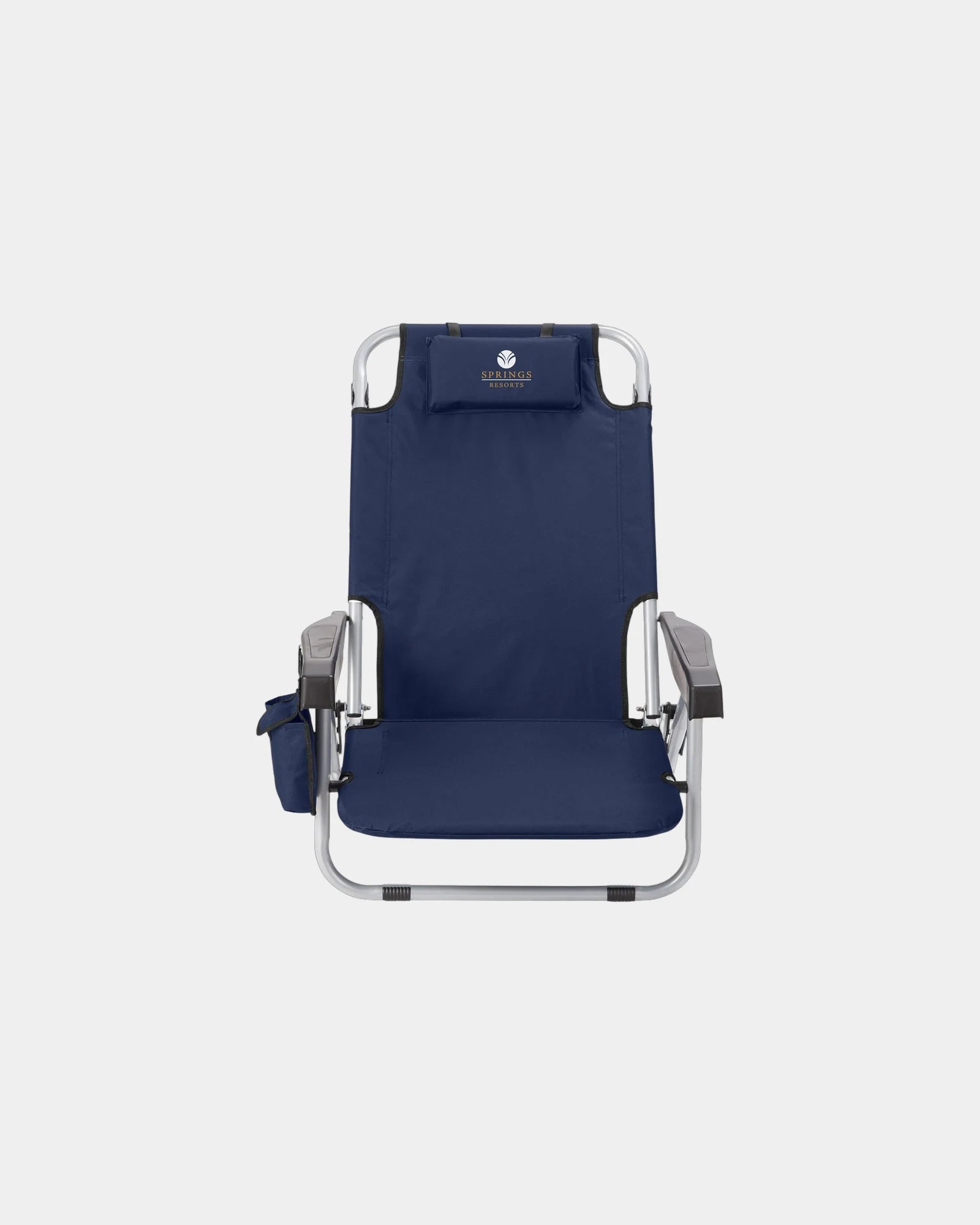 Custom recycled polyester backpack beach chair, 5 positions - Navy