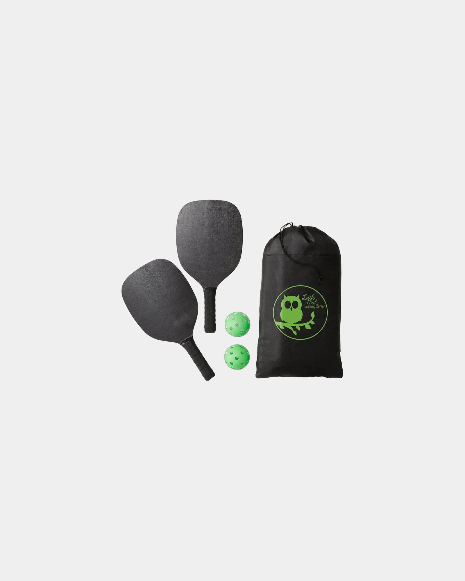 Custom pickleball set with paddles and carry pouch - Black