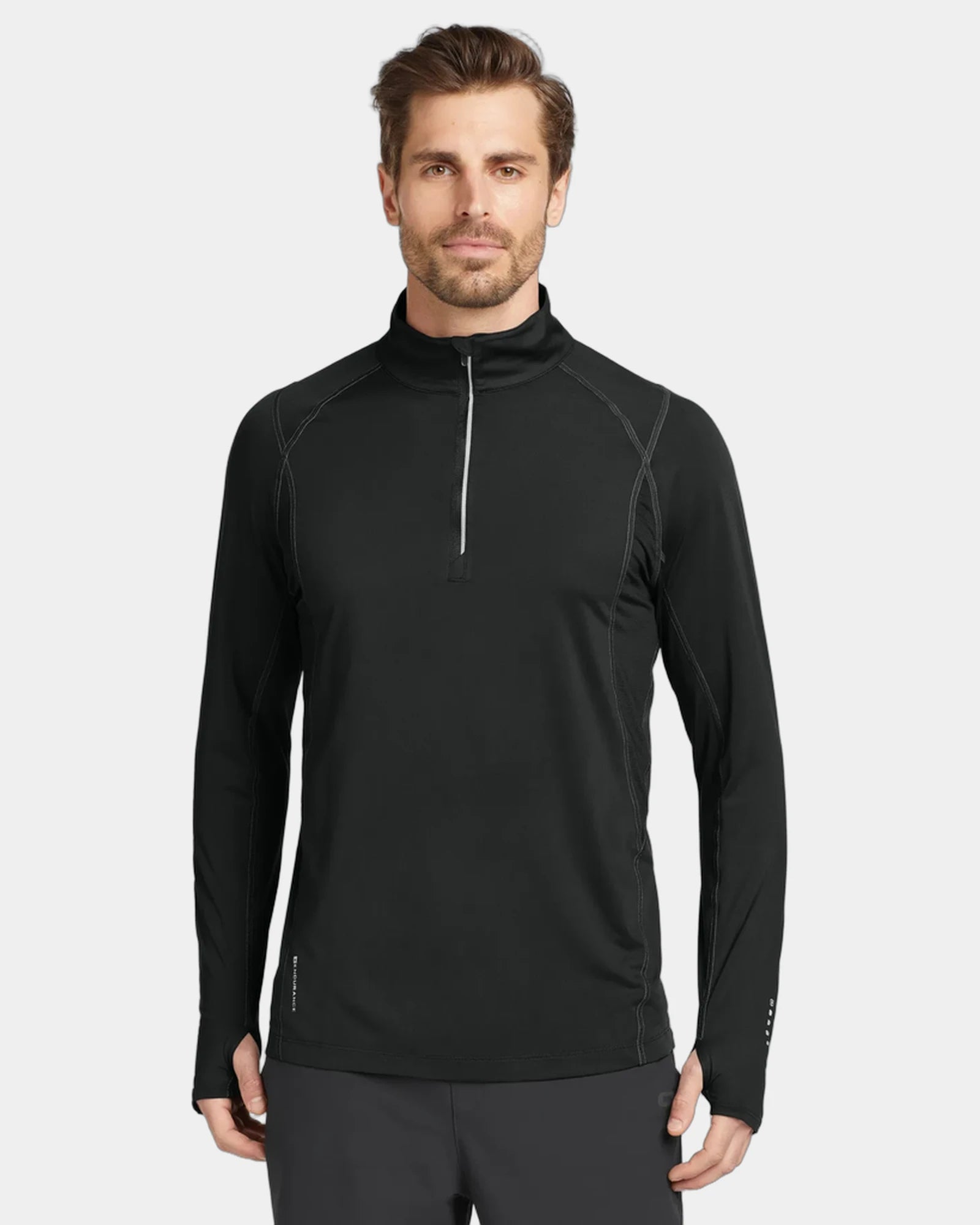 Custom stretch 1/4-zip pullover with zoned ventilation - Blacktop
