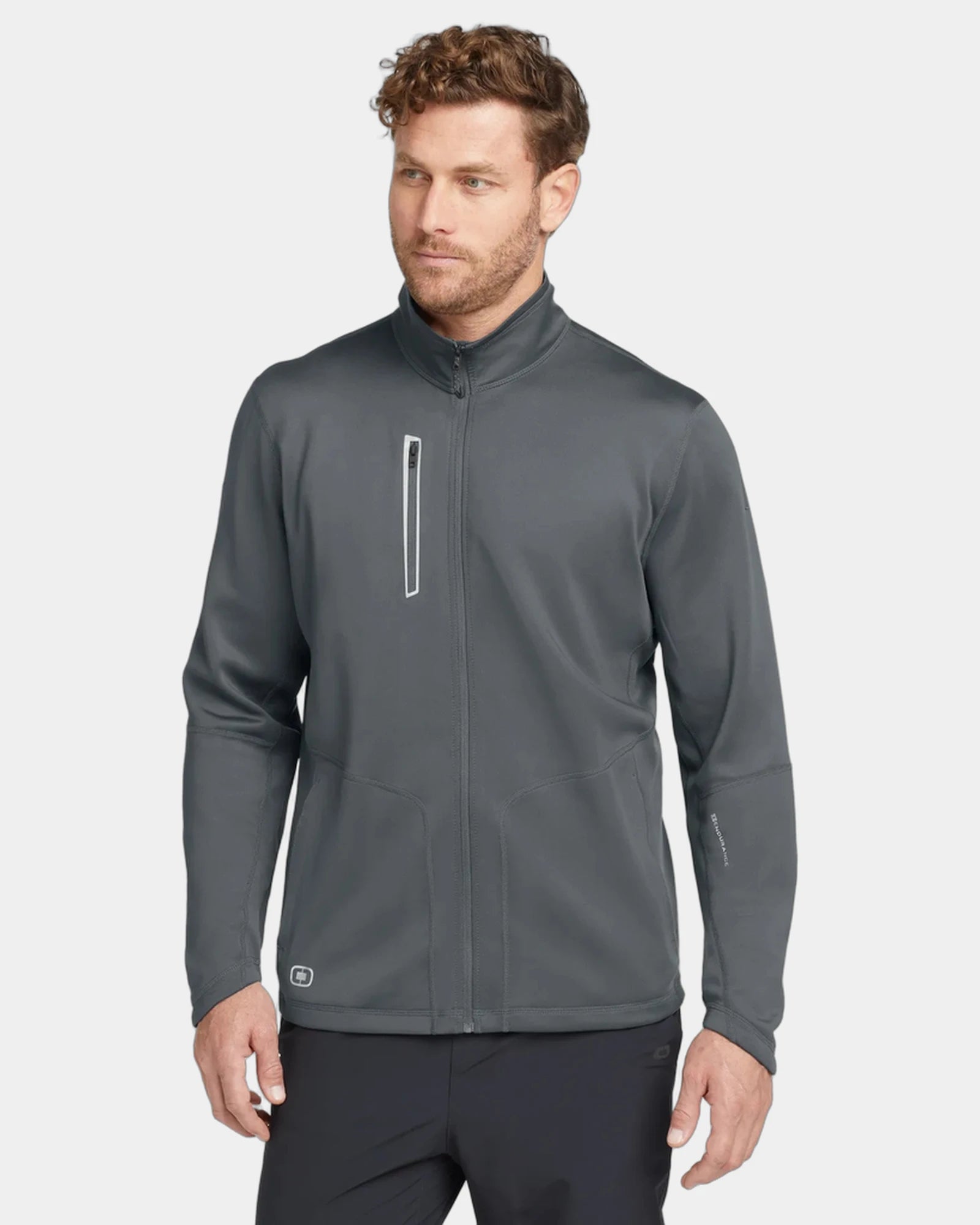 Custom stretch full-zip jacket with reflective details - Gear Grey