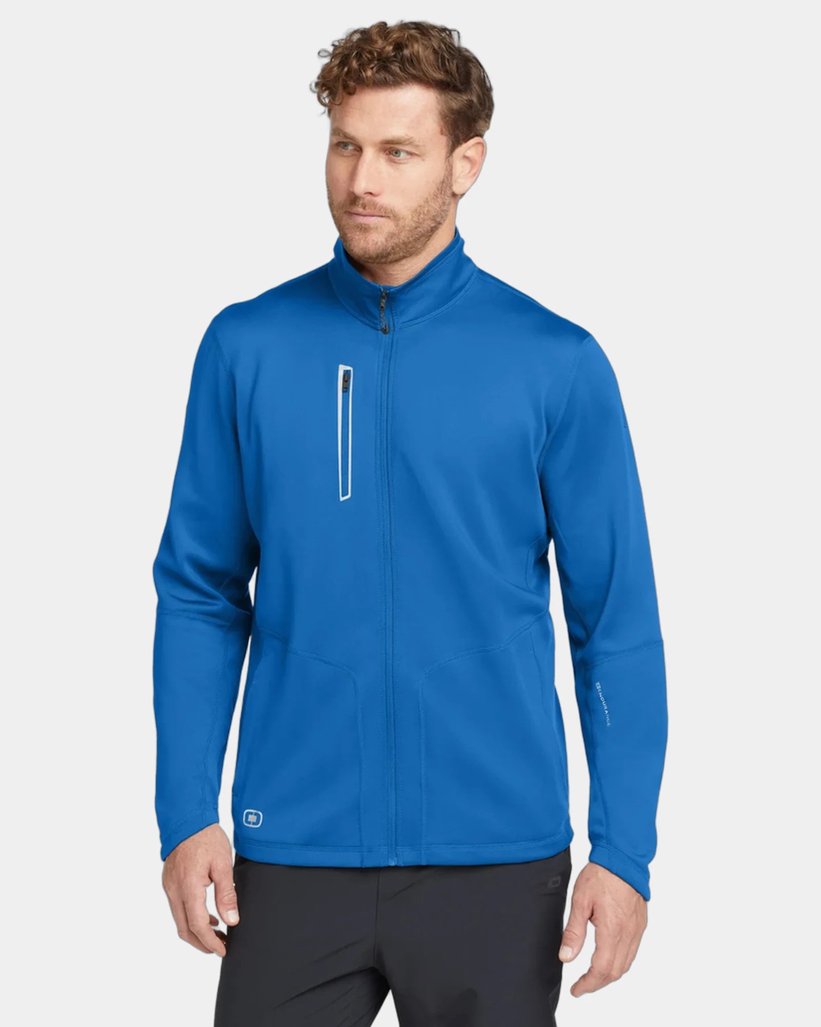 Custom stretch full-zip jacket with reflective details - Electric Blue