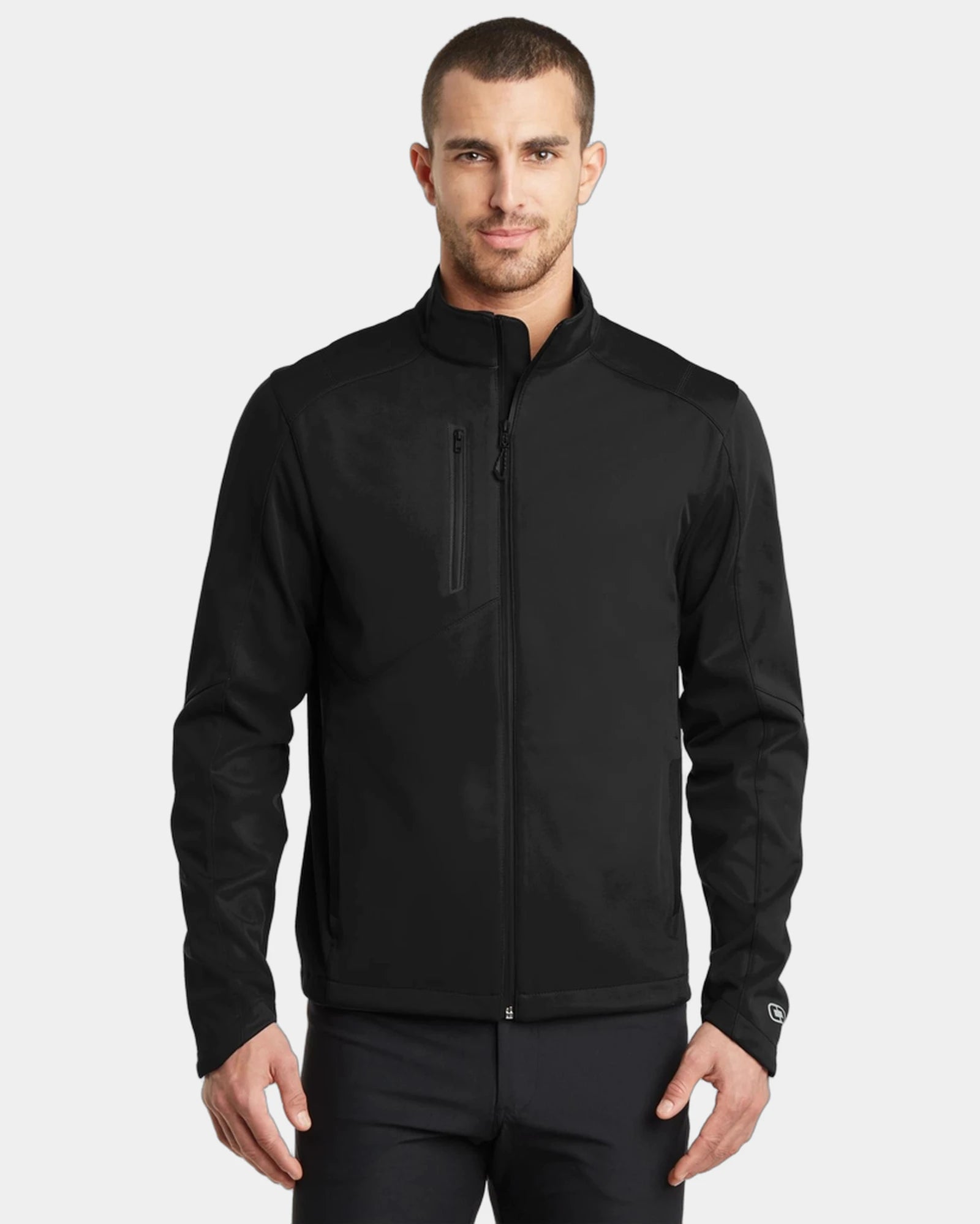 Custom water-resistant soft shell jacket windbreaker - Blacktop