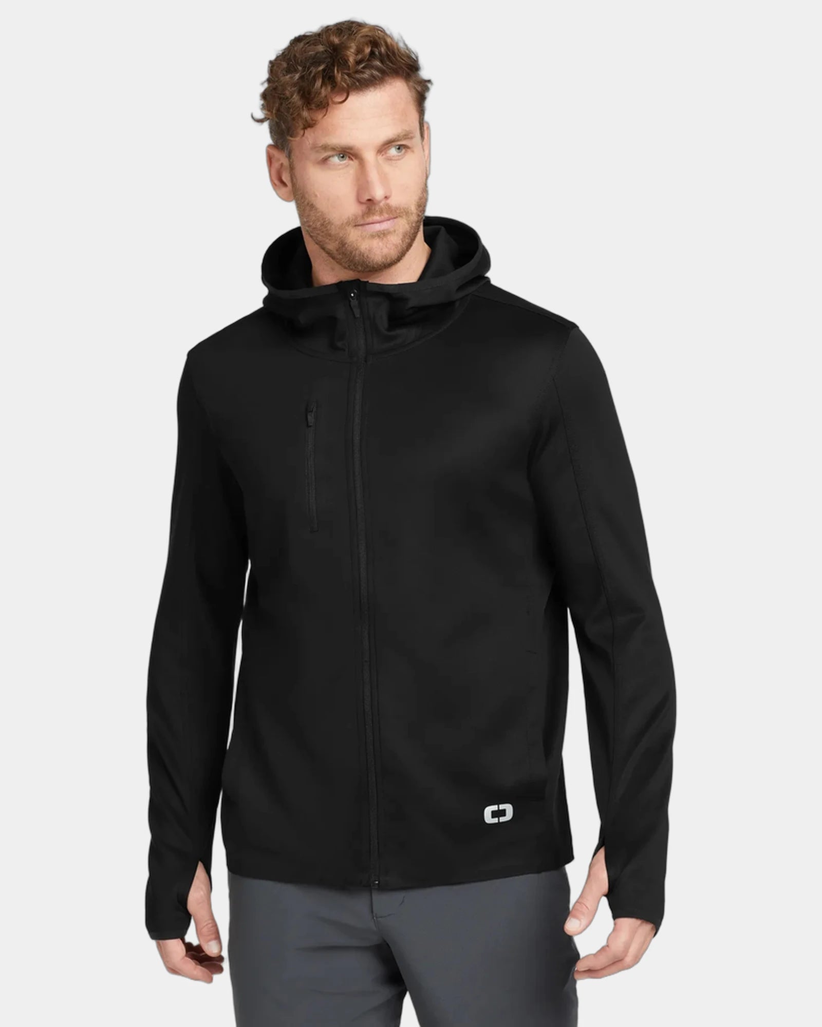 Custom full-zip jacket with stay-cool wicking stretch fabric - Blacktop