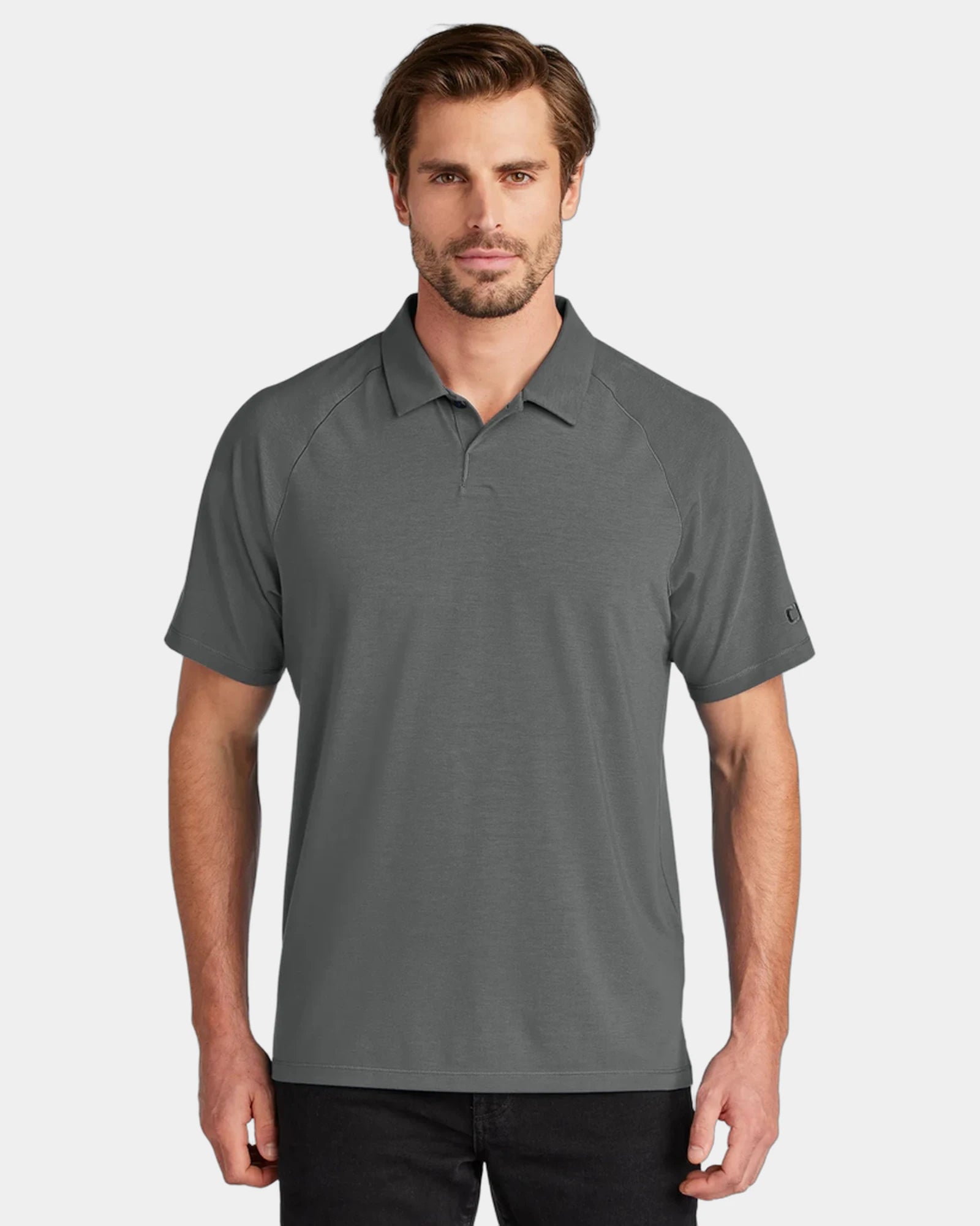 Custom wicking polo with UPF 30 sun protection - Tarmac Grey