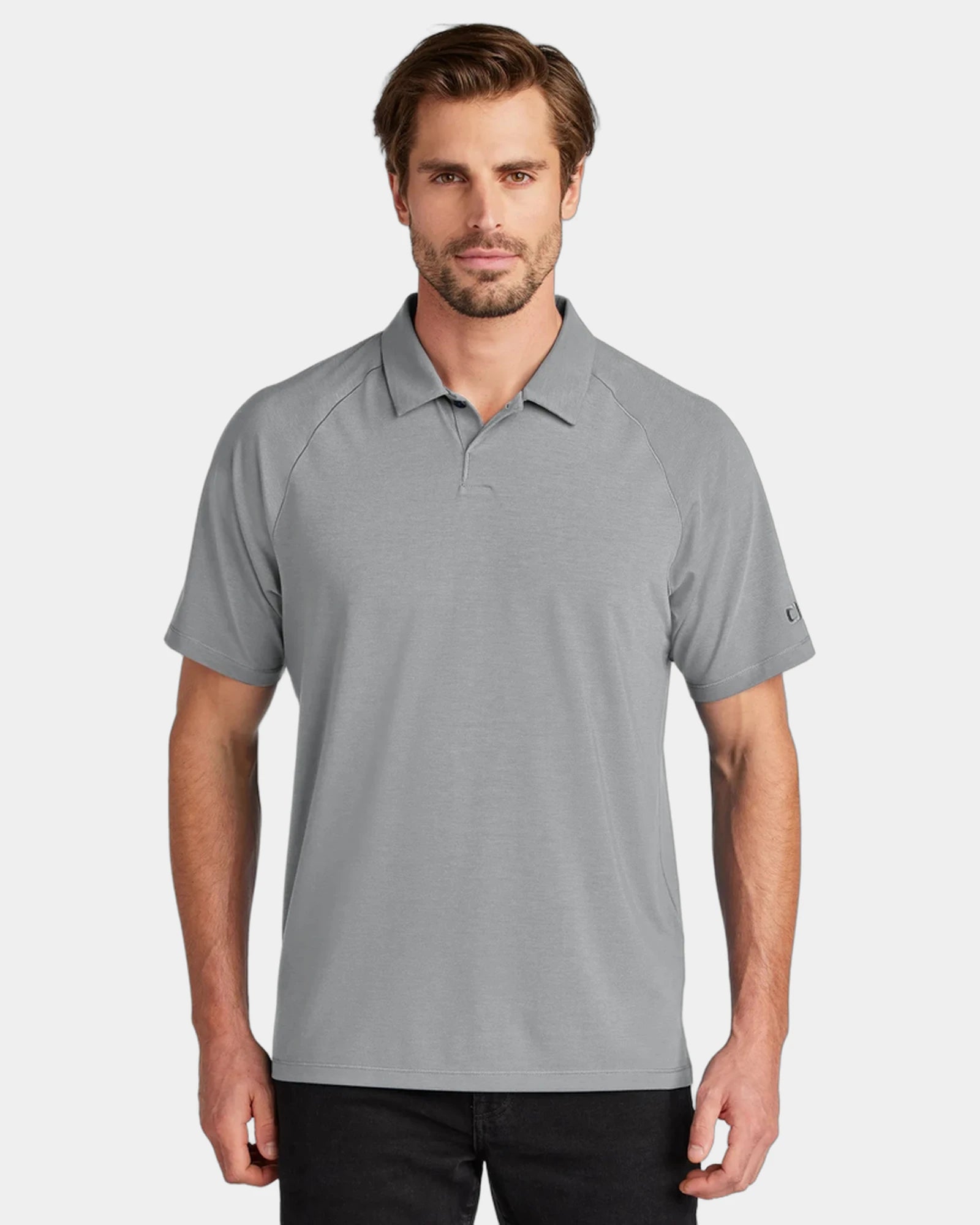Custom wicking polo with UPF 30 sun protection - Greystone