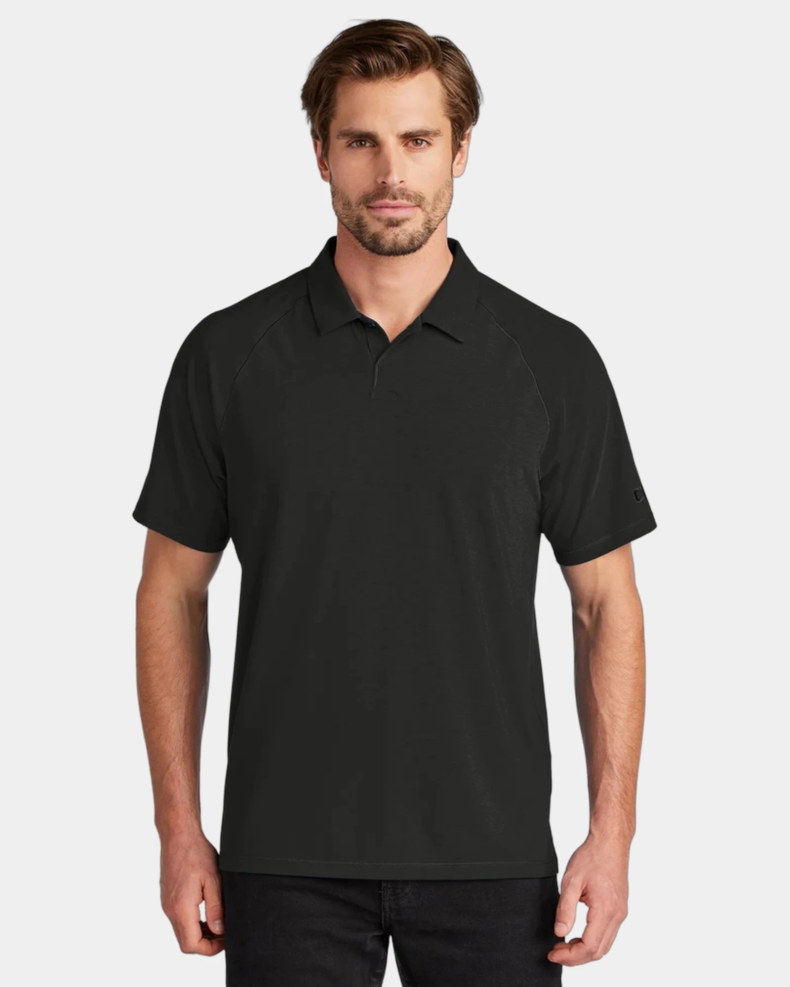 Custom wicking polo with UPF 30 sun protection - Blacktop