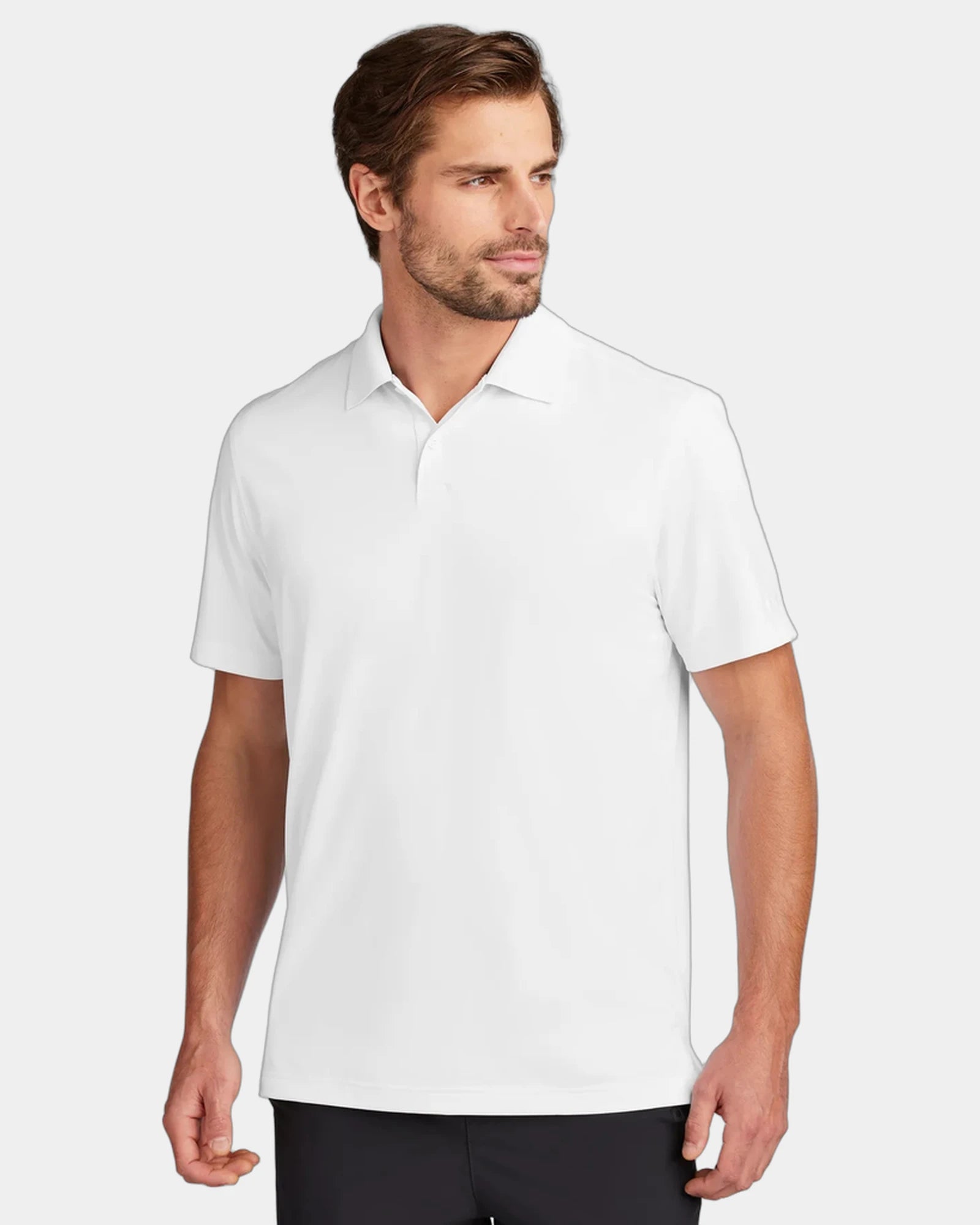 Custom recycled polyester polo with UPF 50 protection - White