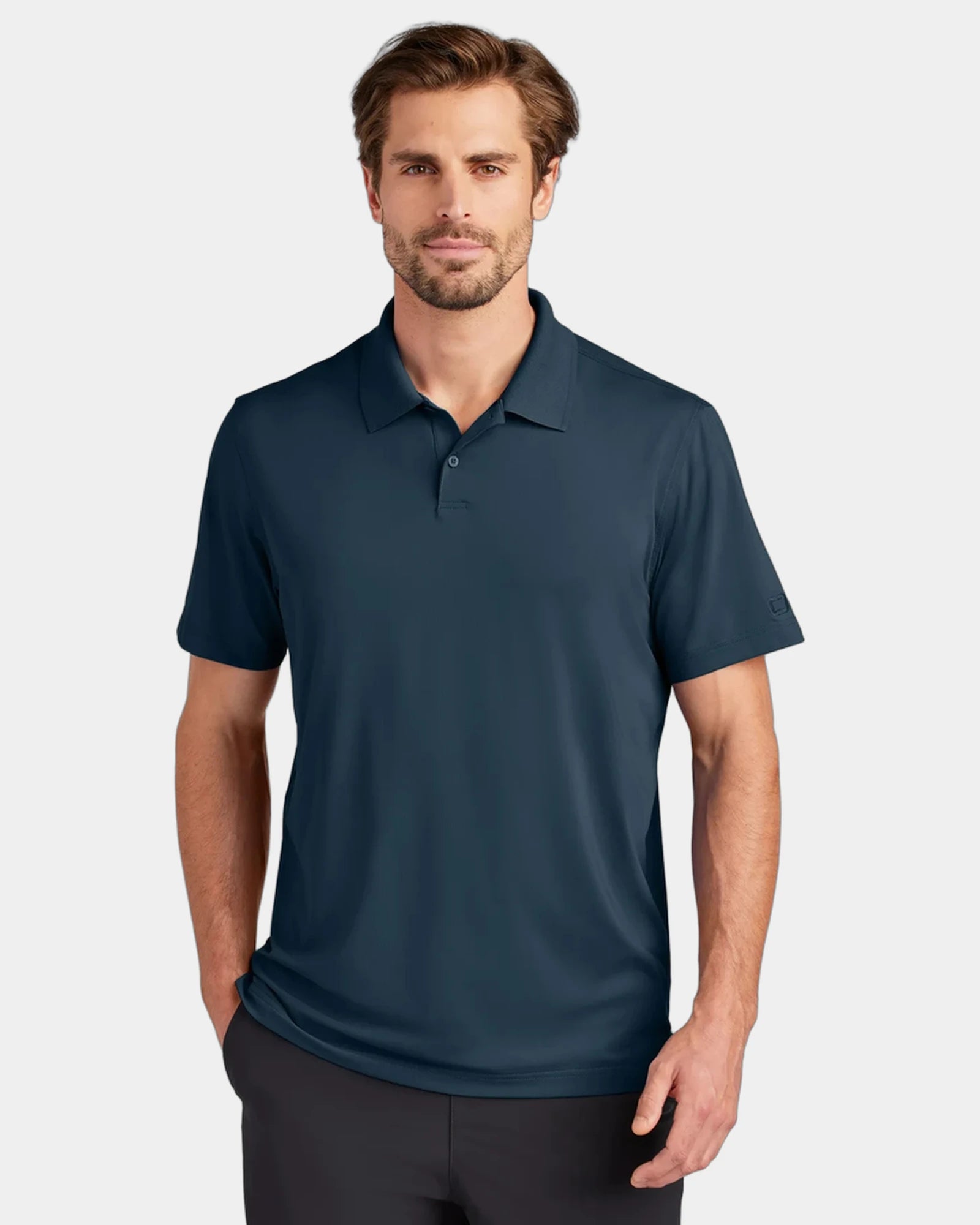 Custom recycled polyester polo with UPF 50 protection - River Blue Navy