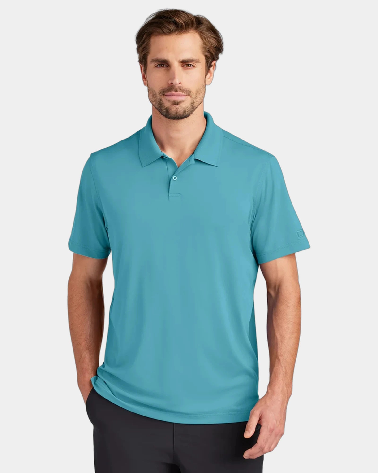 Custom recycled polyester polo with UPF 50 protection - Fusion Blue