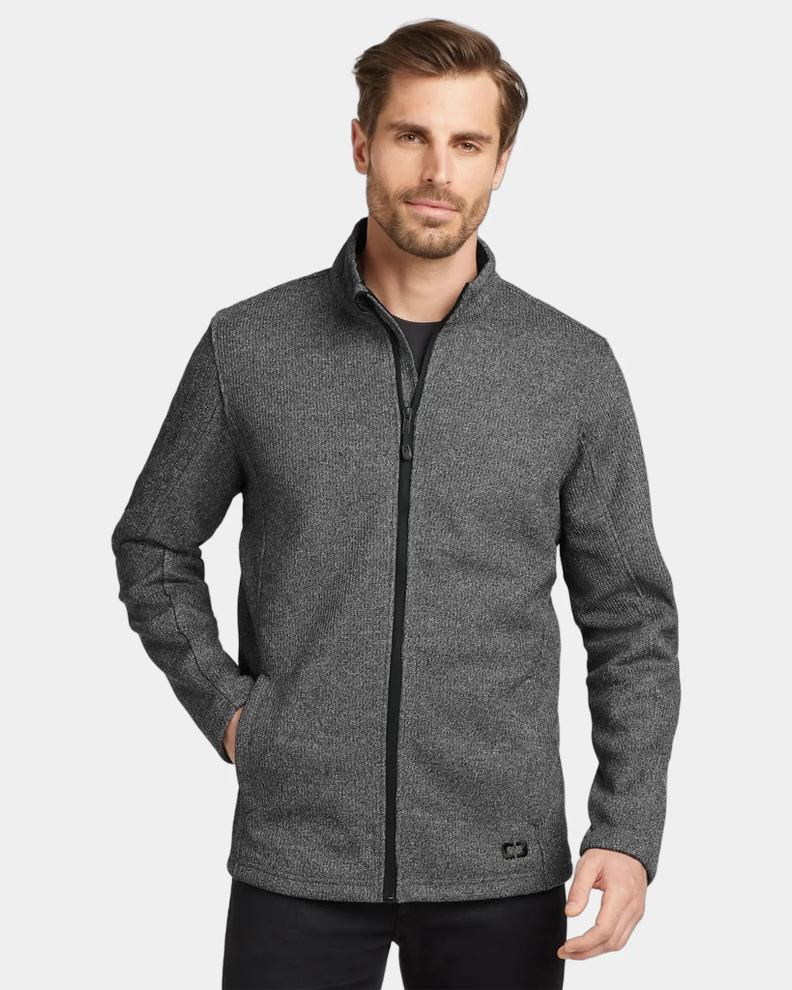 Custom grit fleece jacket with zippered pockets - Diesel Grey Heather