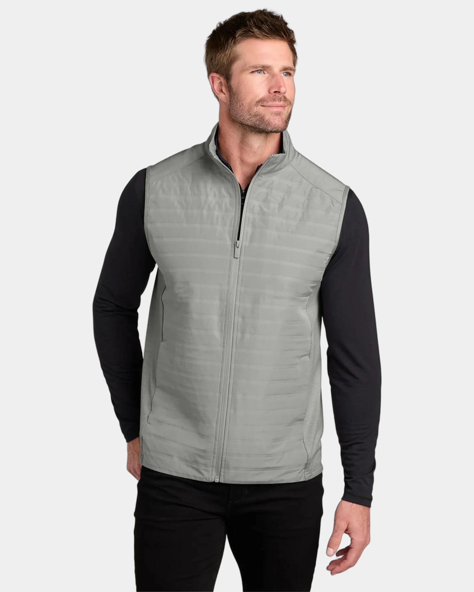 Custom hybrid polyester vest with water-repellent finish - Greystone
