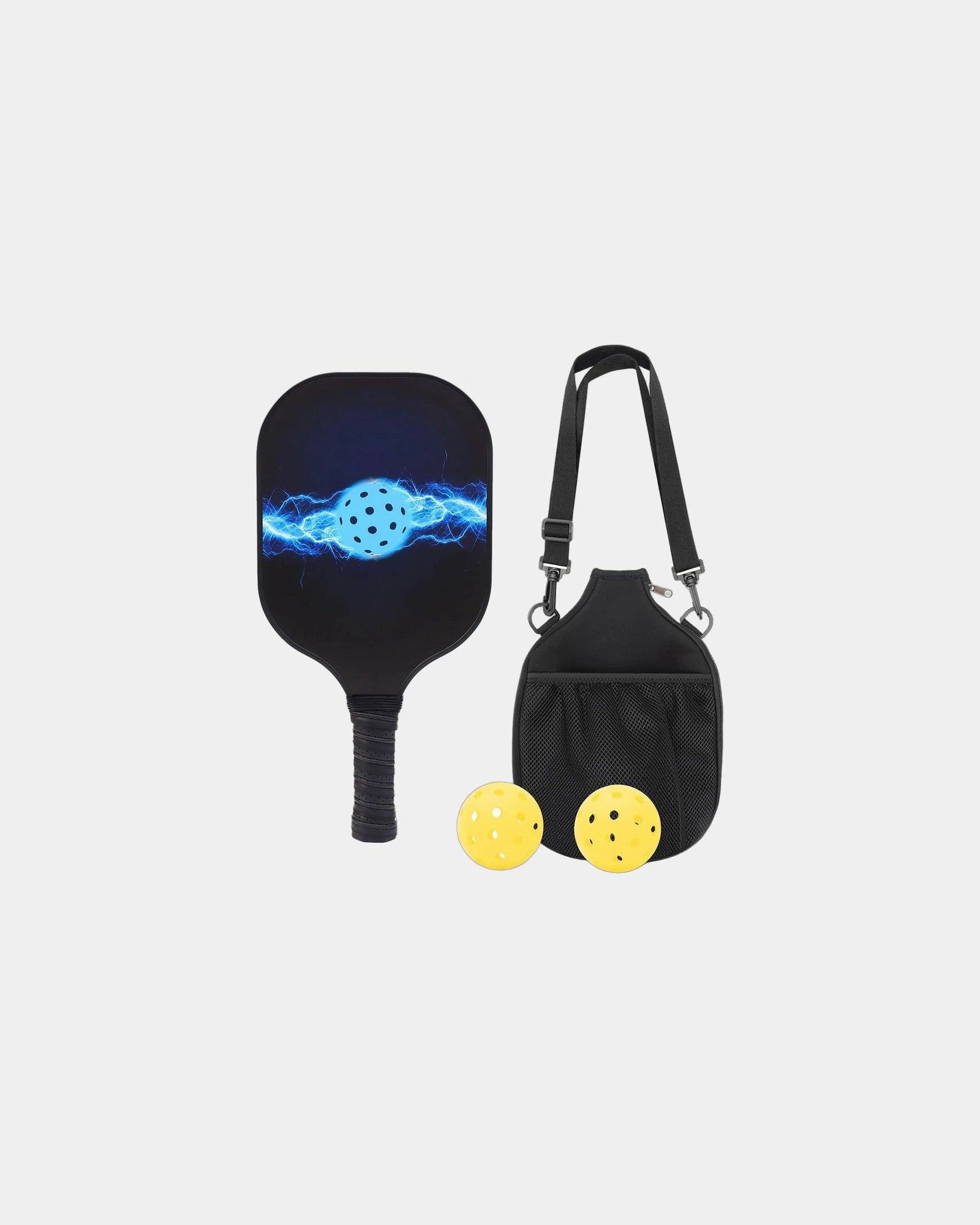 Custom wooden pickleball paddle & ball set with bag - Black
