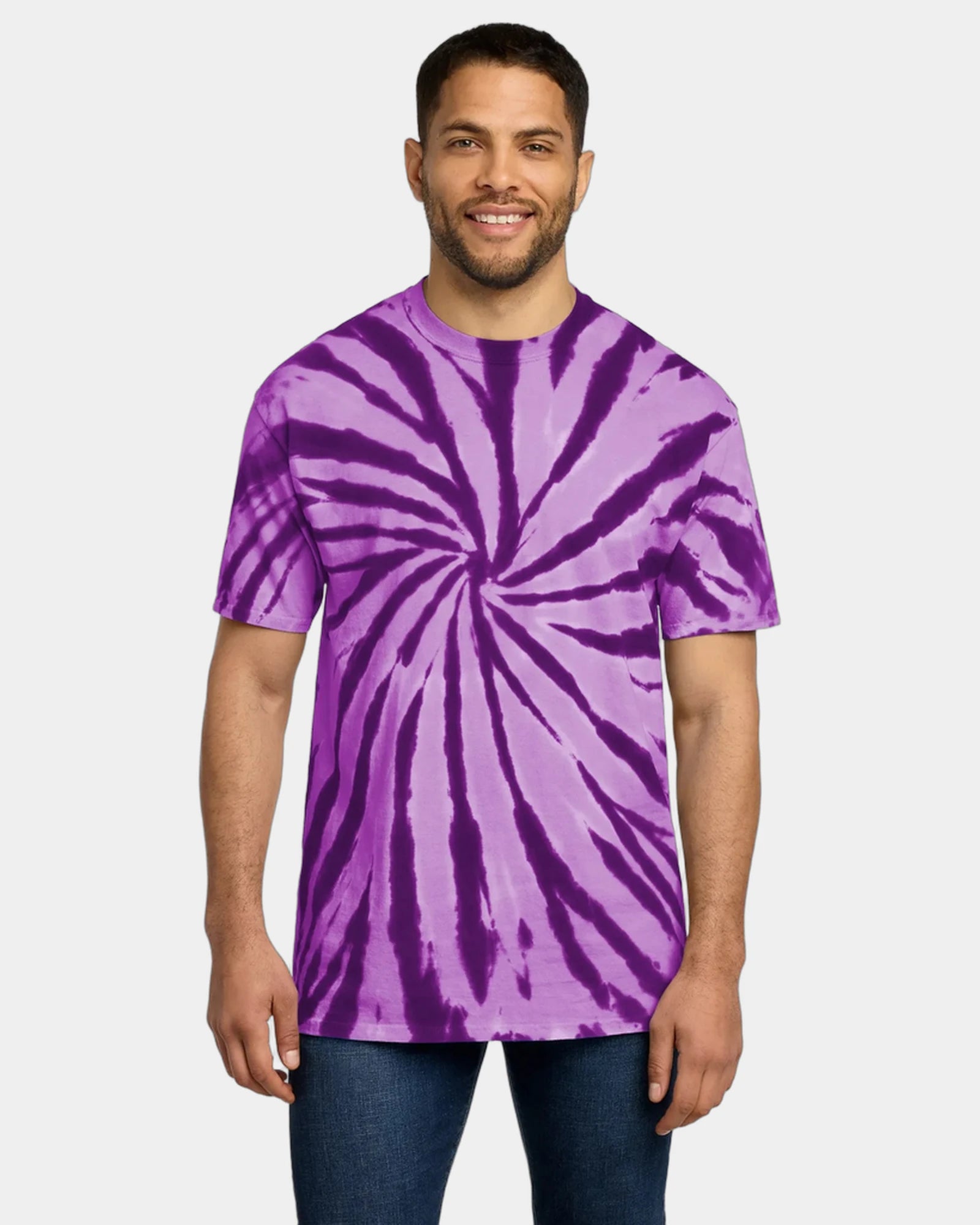 Custom tie-dye cotton tee for teams and events - Purple