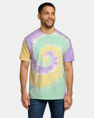 Custom tie-dye cotton tee for teams and events - Mint Rainbow