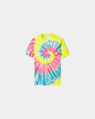 Custom tie-dye cotton tee for teams and events - Neon Rainbow