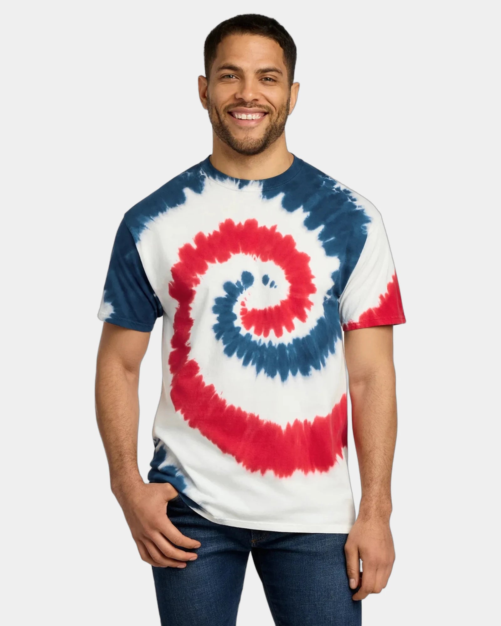 Custom tie-dye cotton tee for teams and events - Usa Rainbow