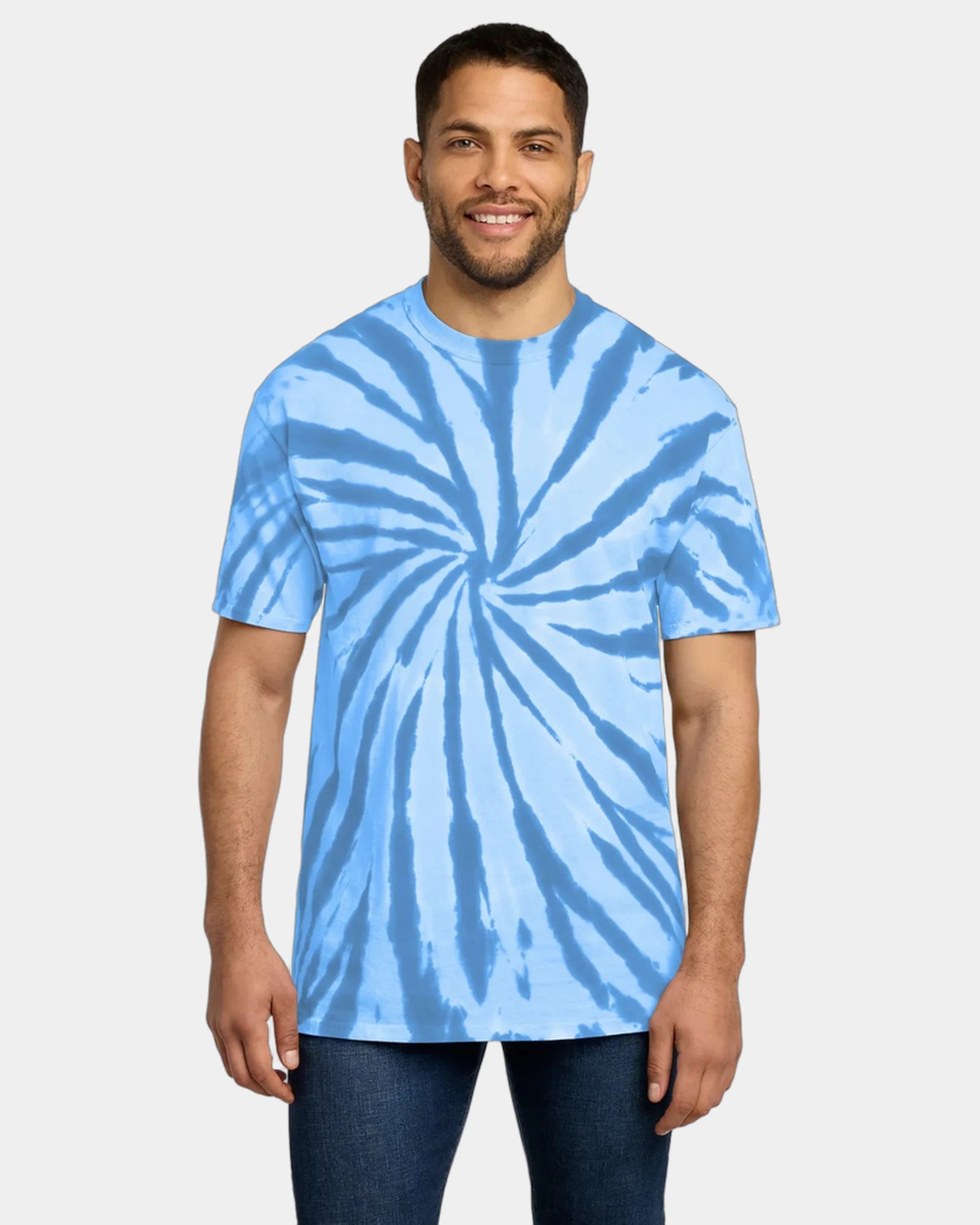 Custom tie-dye cotton tee for teams and events - Light Blue