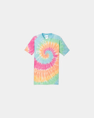 Custom tie-dye cotton tee for teams and events - Pastel Rainbow