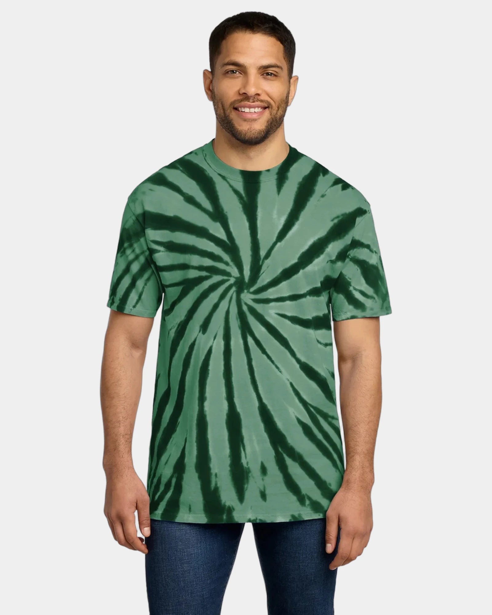 Custom tie-dye cotton tee for teams and events - Forest Green