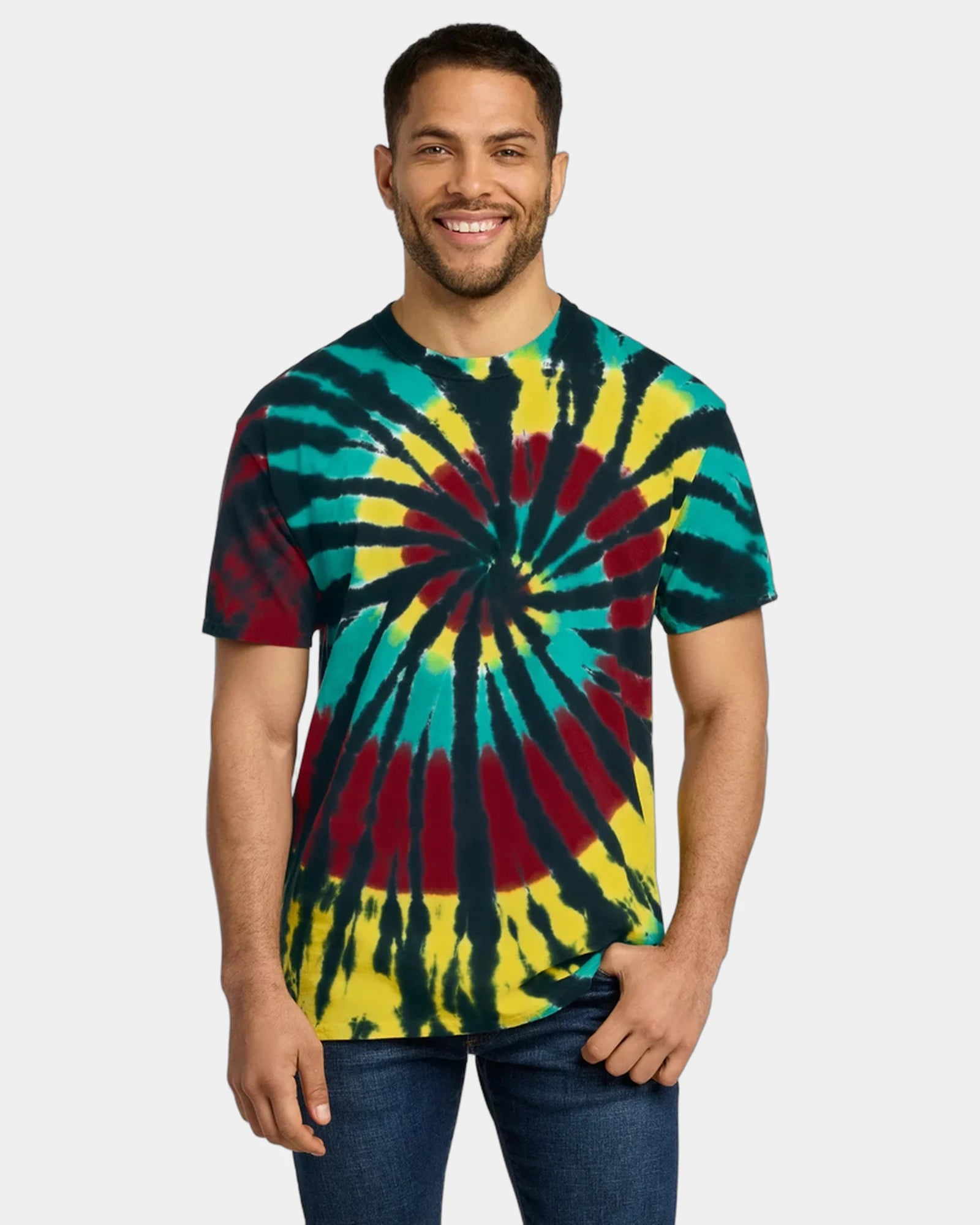 Custom tie-dye cotton tee for teams and events - Island Spiral