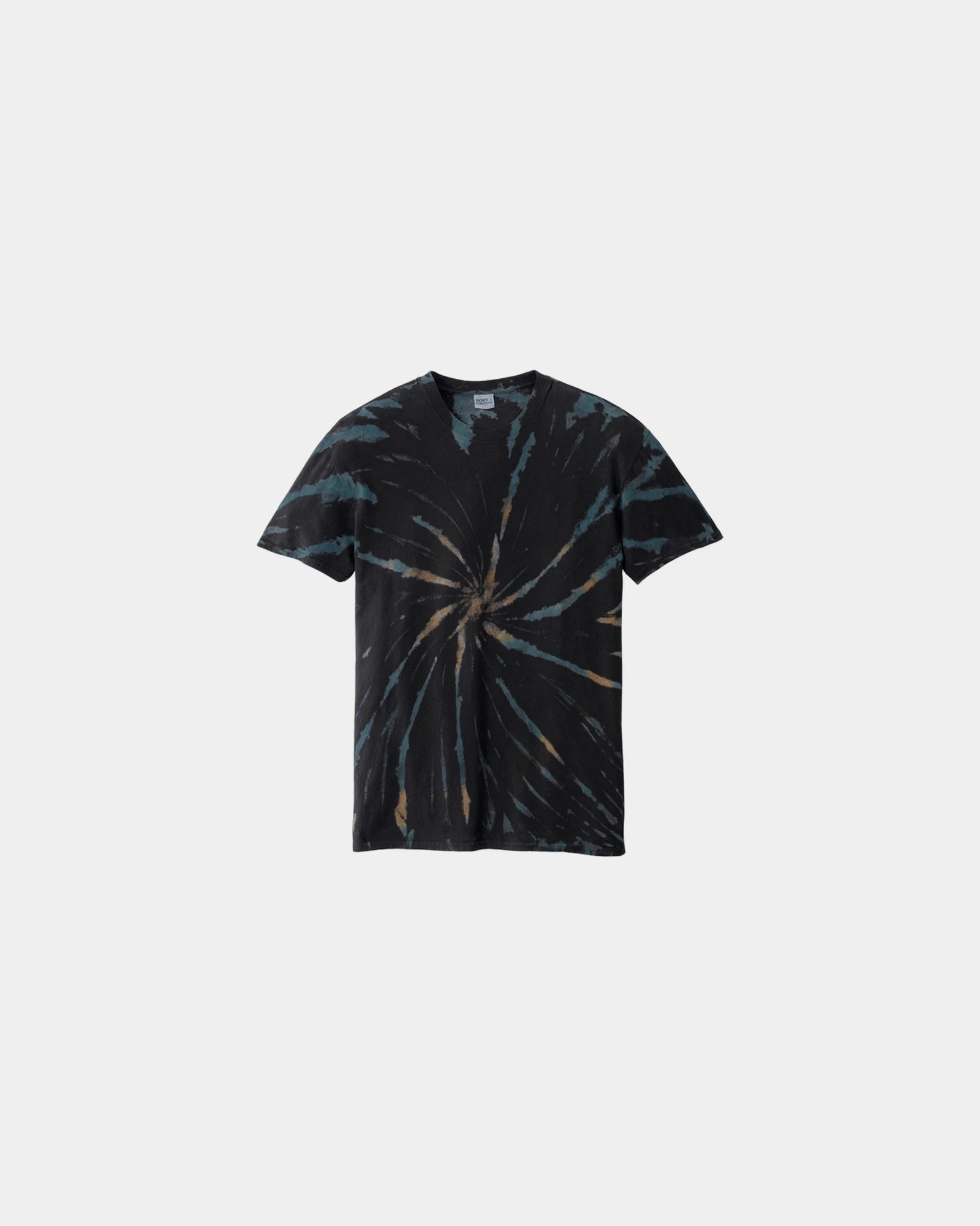 Custom tie-dye cotton tee for teams and events - Black Galaxy Spiral