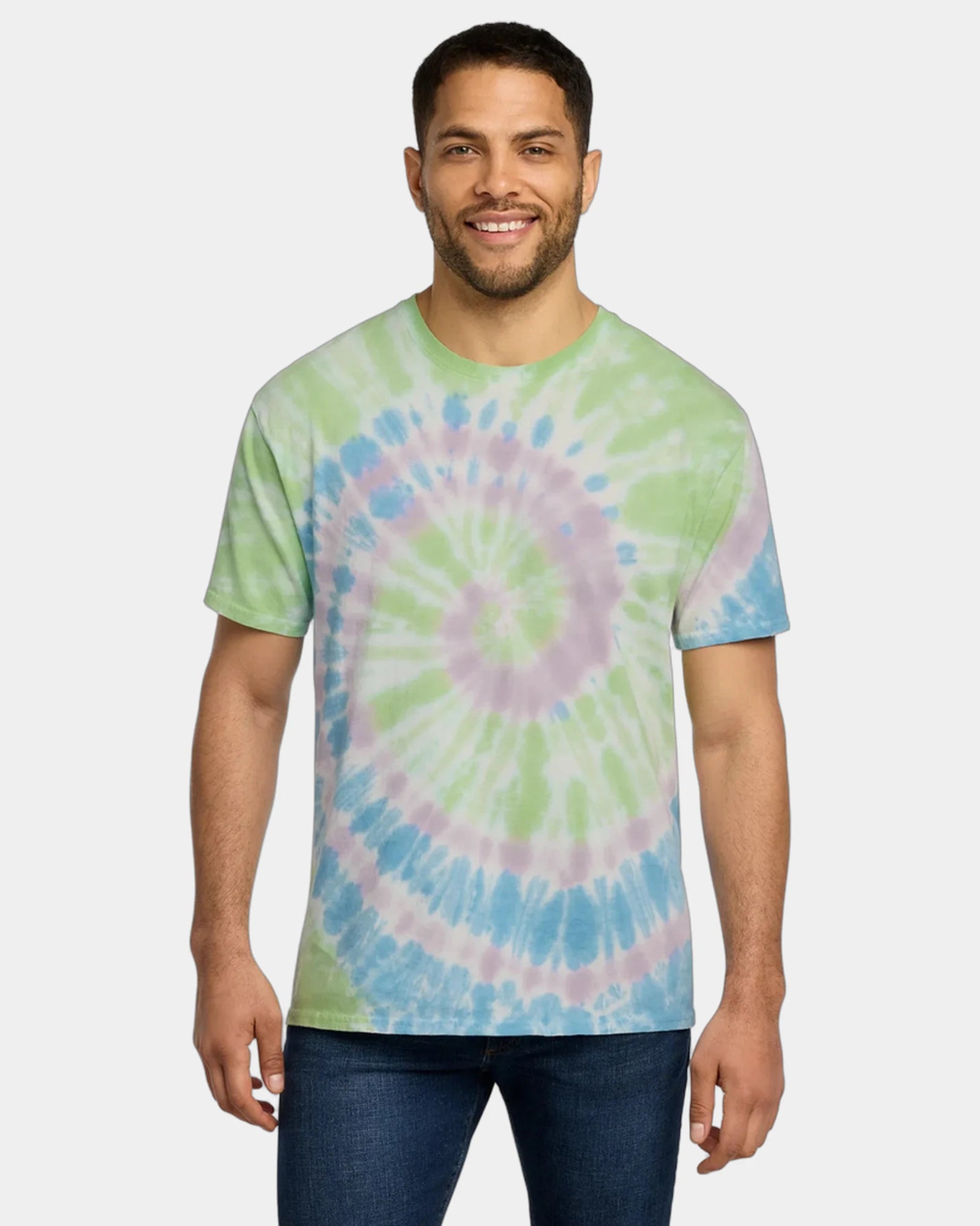 Custom tie-dye cotton tee for teams and events - Watercolor Spiral