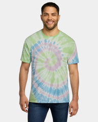 Custom tie-dye cotton tee for teams and events - Watercolor Spiral