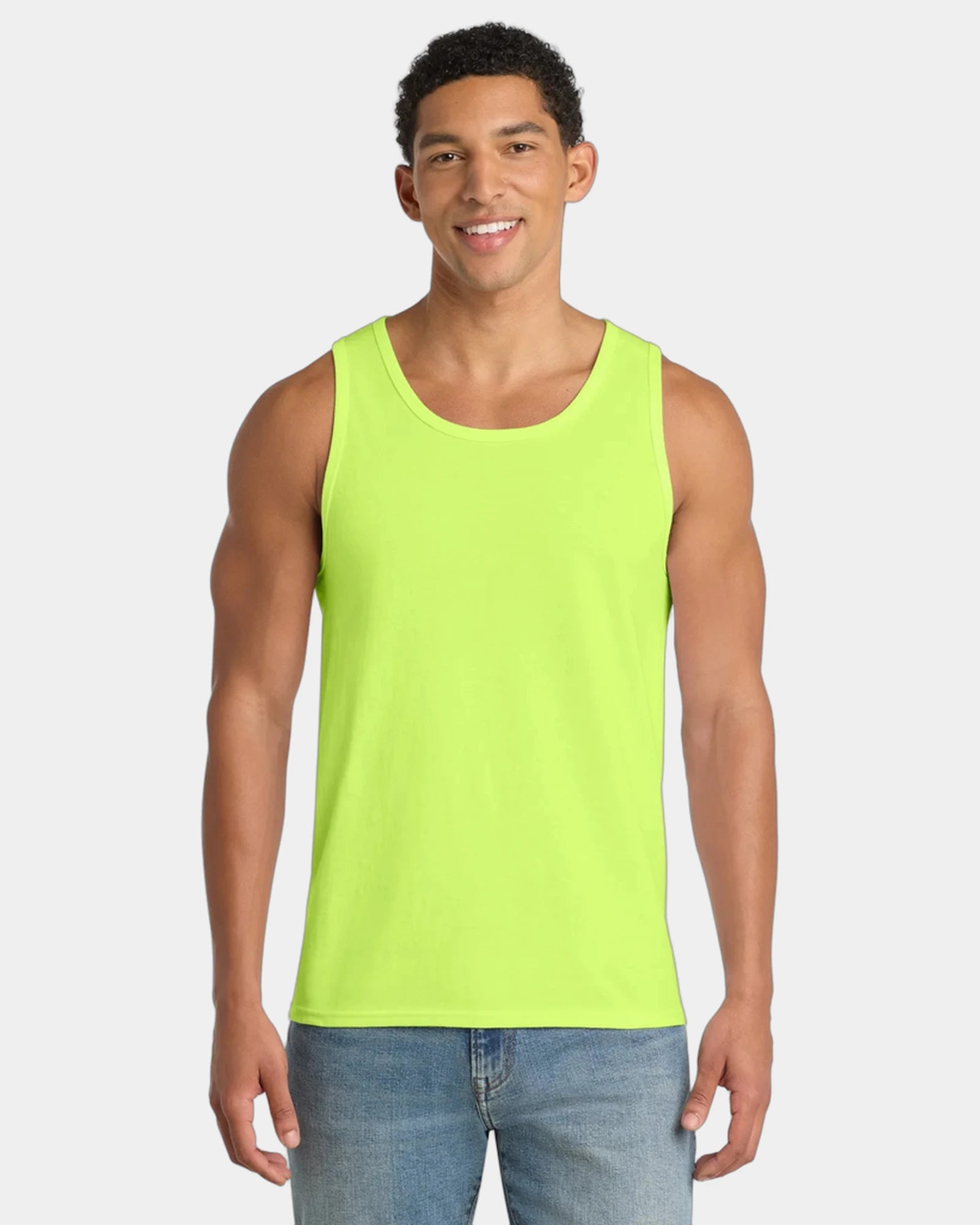 Custom cotton tank top for company events and teams - Neon Yellow