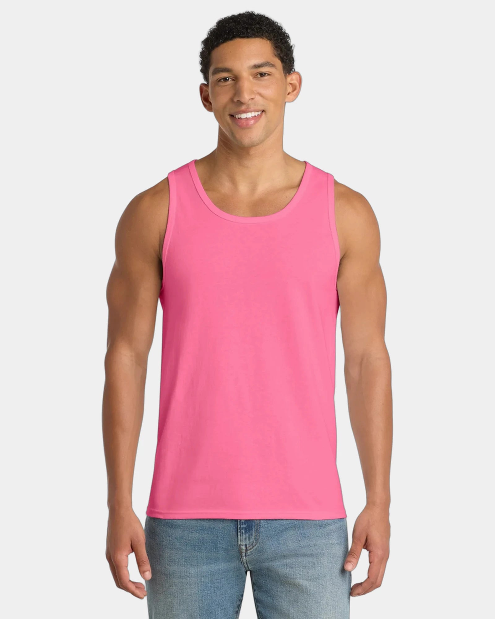 Custom cotton tank top for company events and teams - Neon Pink