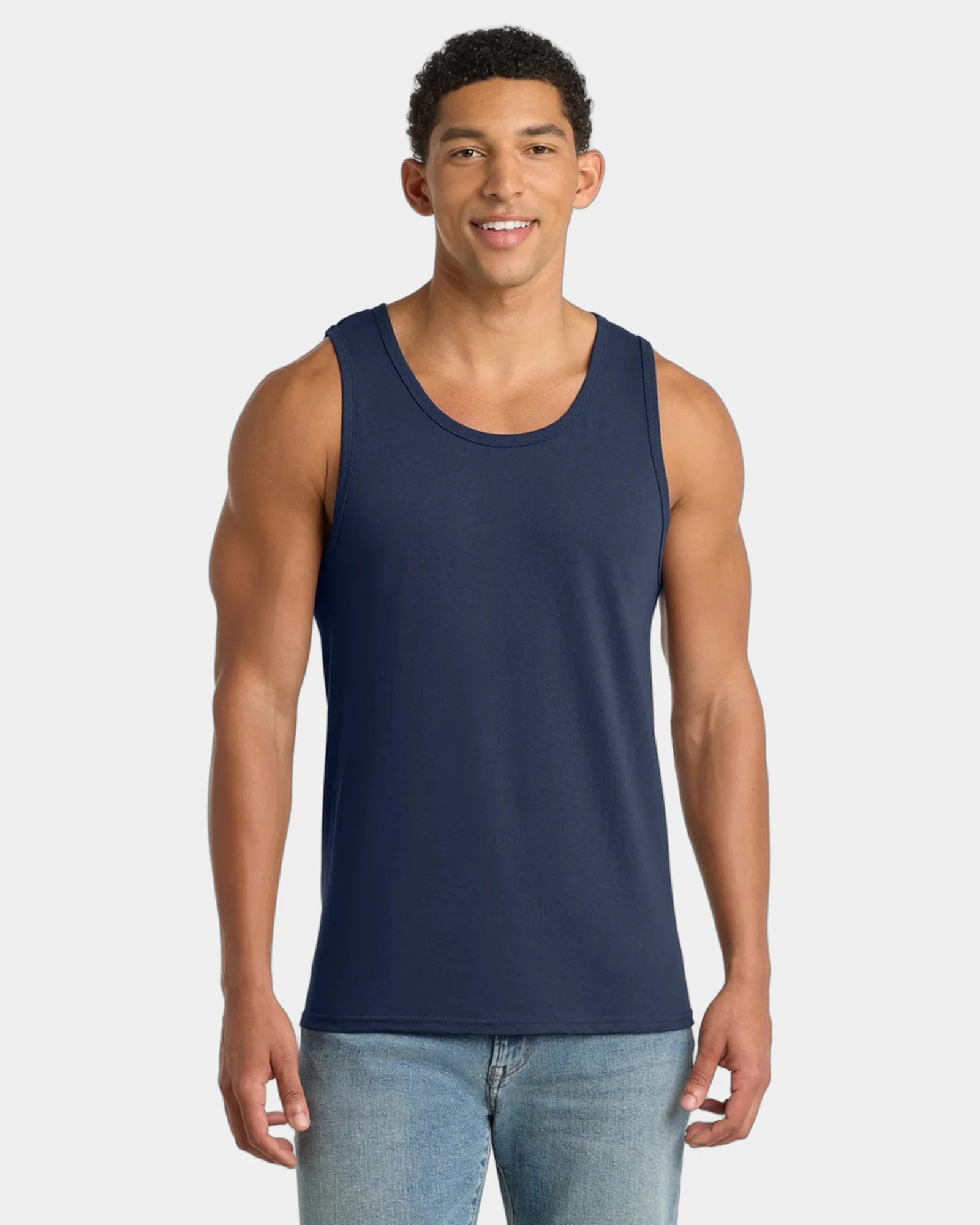 Custom cotton tank top for company events and teams - Navy