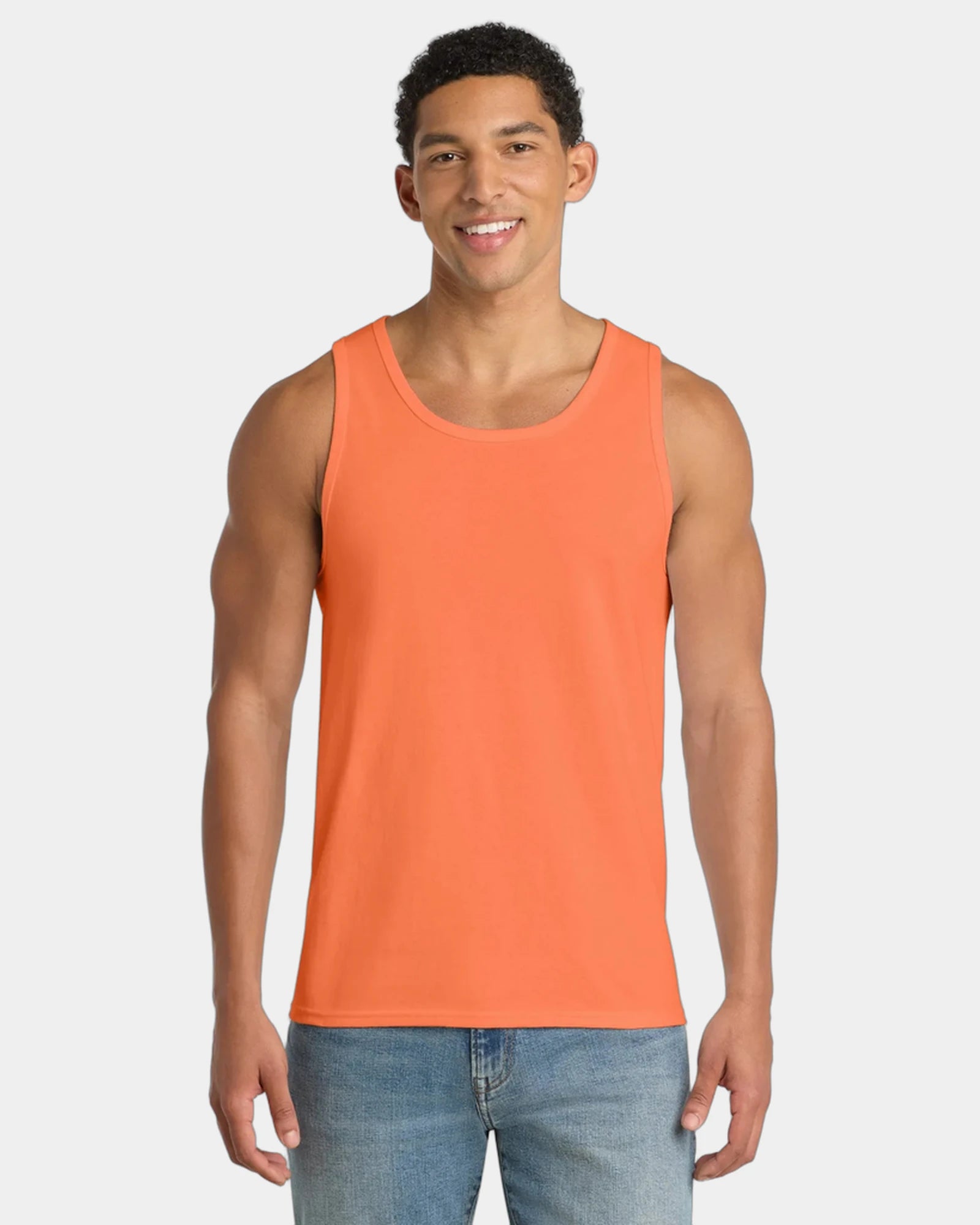 Custom cotton tank top for company events and teams - Neon Orange