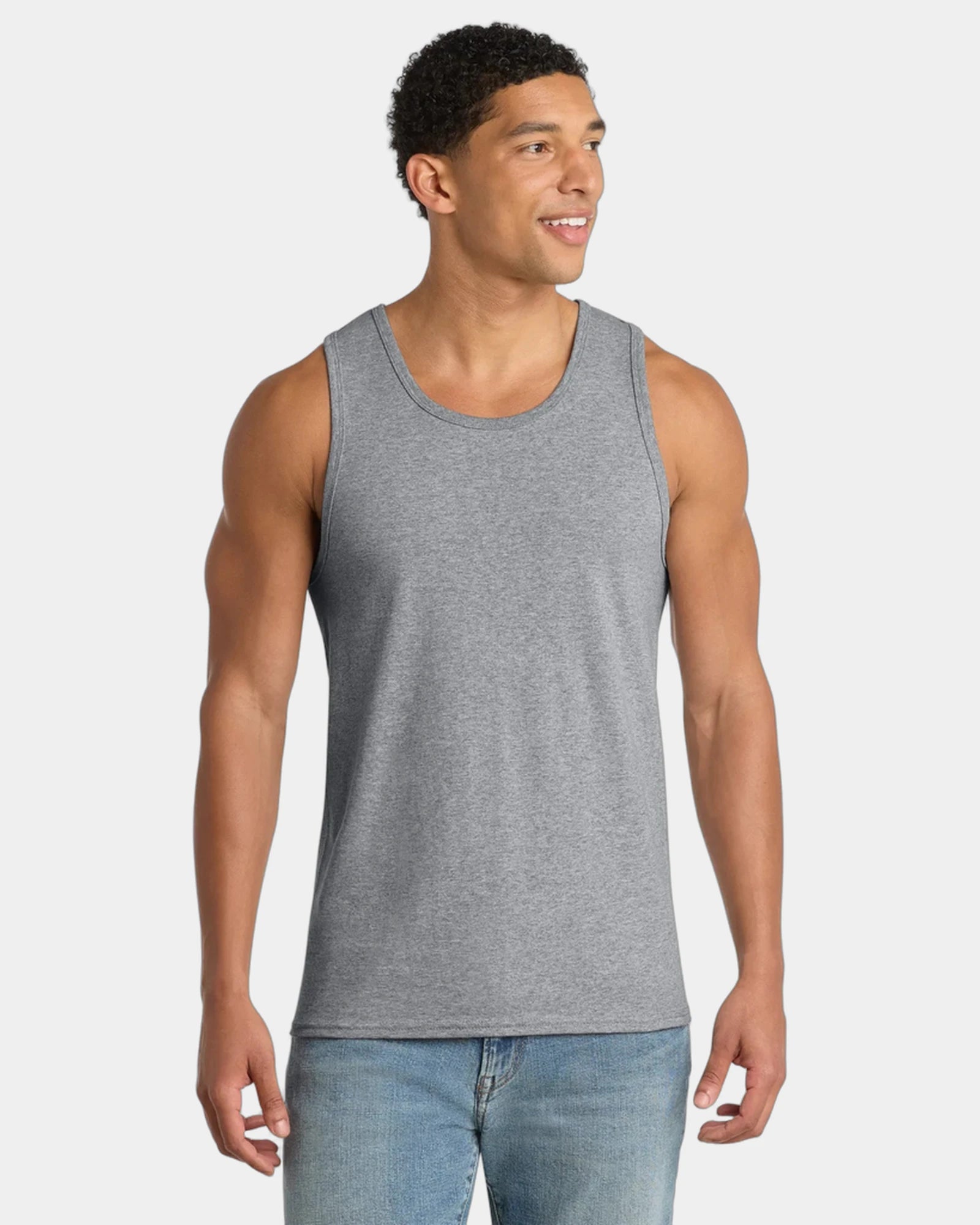 Custom cotton tank top for company events and teams - Athletic Heather