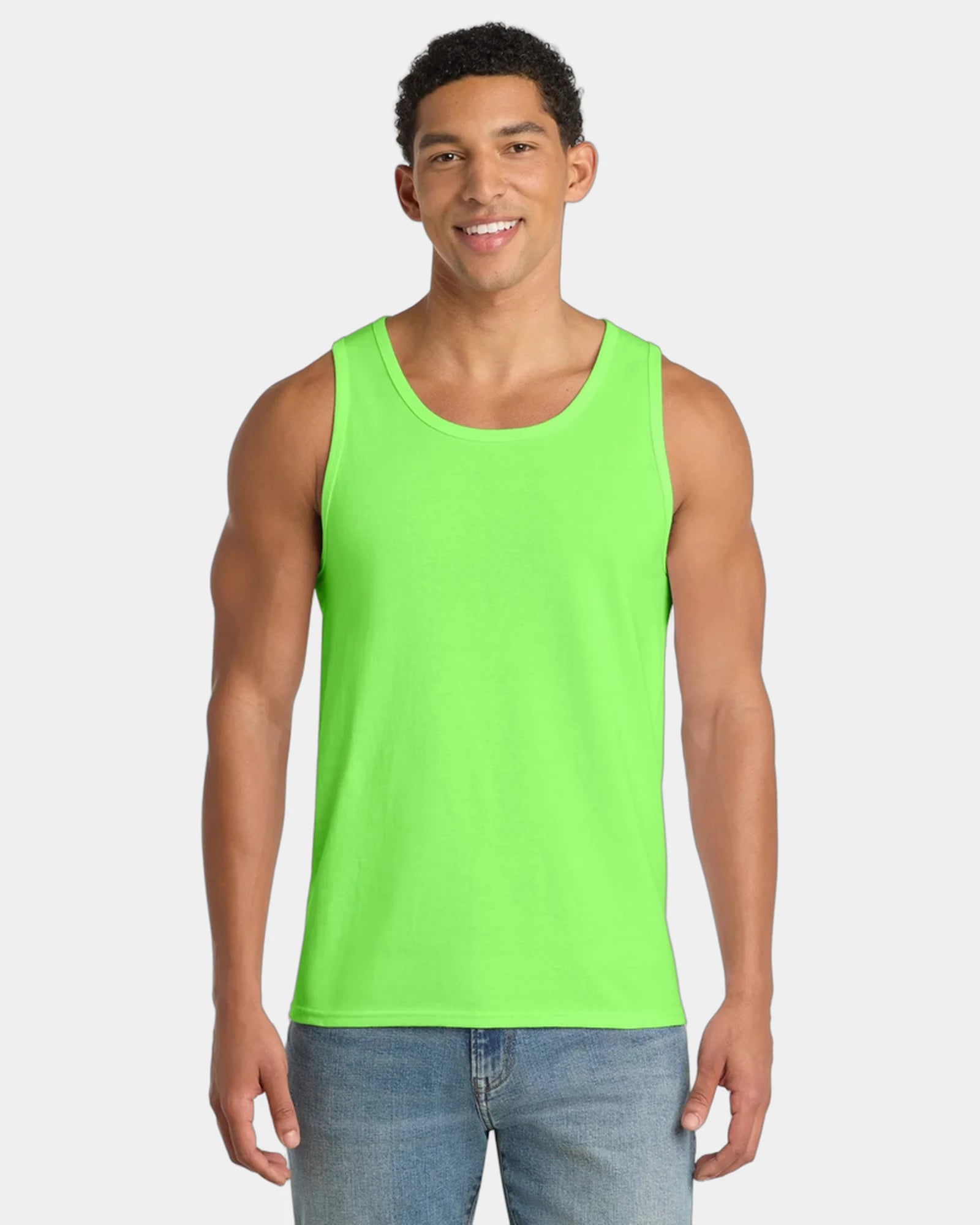 Custom cotton tank top for company events and teams - Neon Green