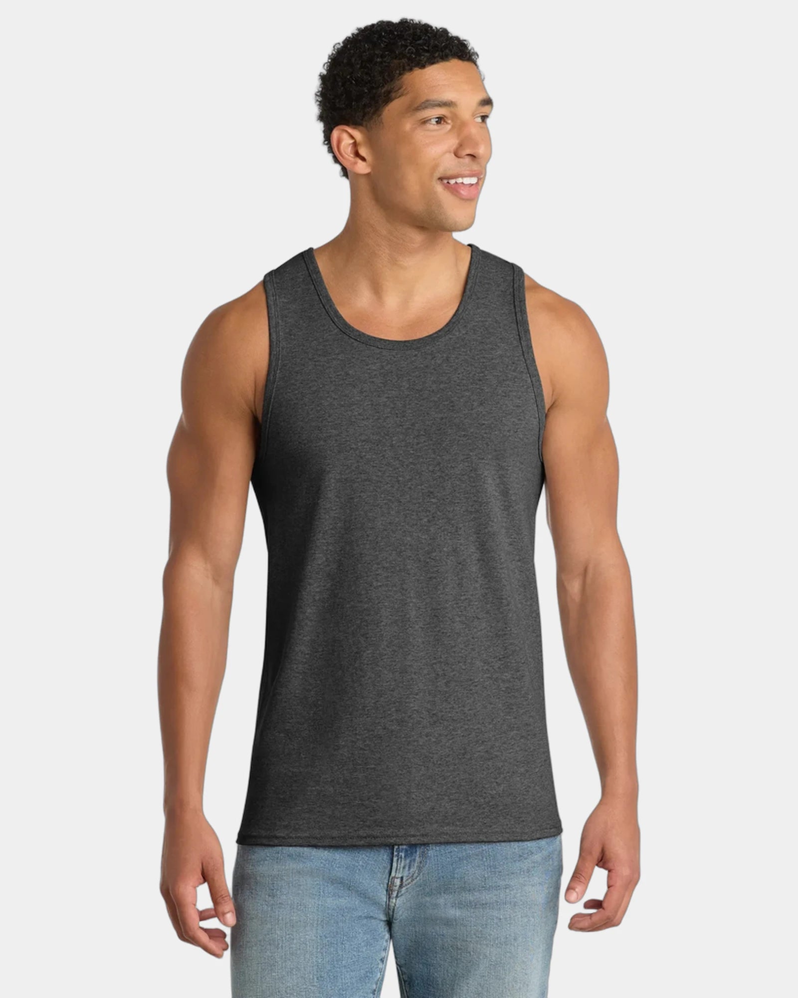 Custom cotton tank top for company events and teams - Dark Heather Grey