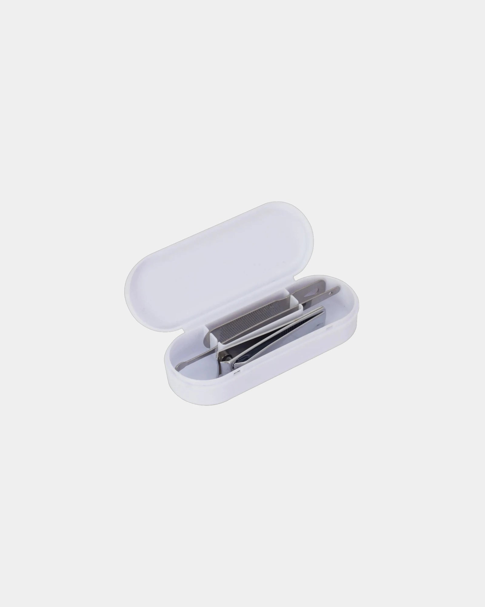 Custom recycled nail grooming set with metal tools - White