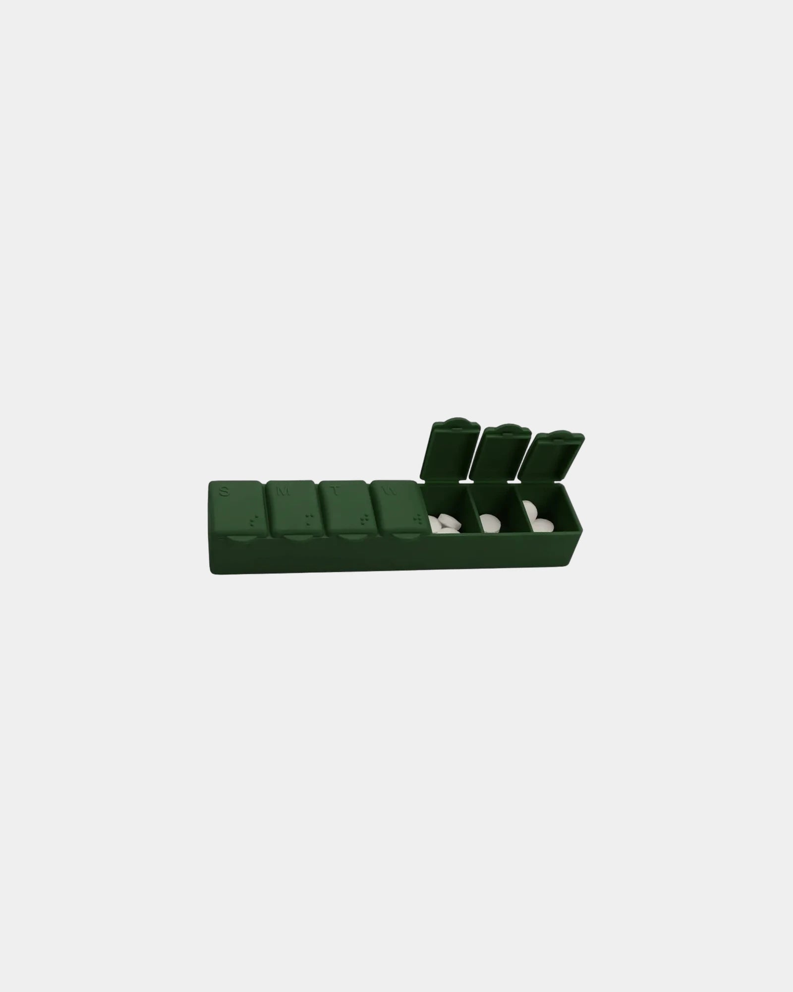 Custom polypropylene 7-day pill case organizer box - Dark Green