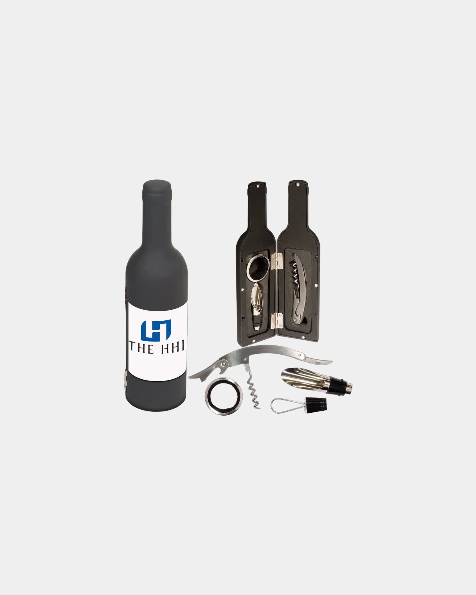 Custom stainless steel wine tool set with magnetic case - Black