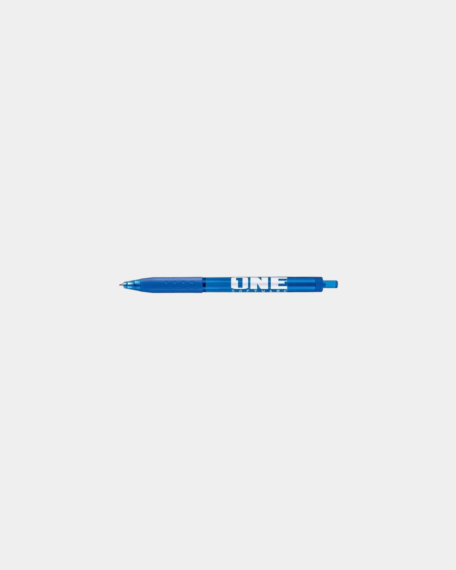 Custom retractable ballpoint pen with rubber grip - Blue-Blue