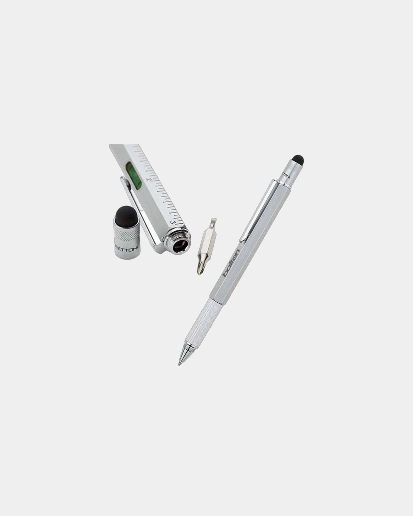 Custom metal 5-in-1 multi-tool pen with stylus - Matte Silver