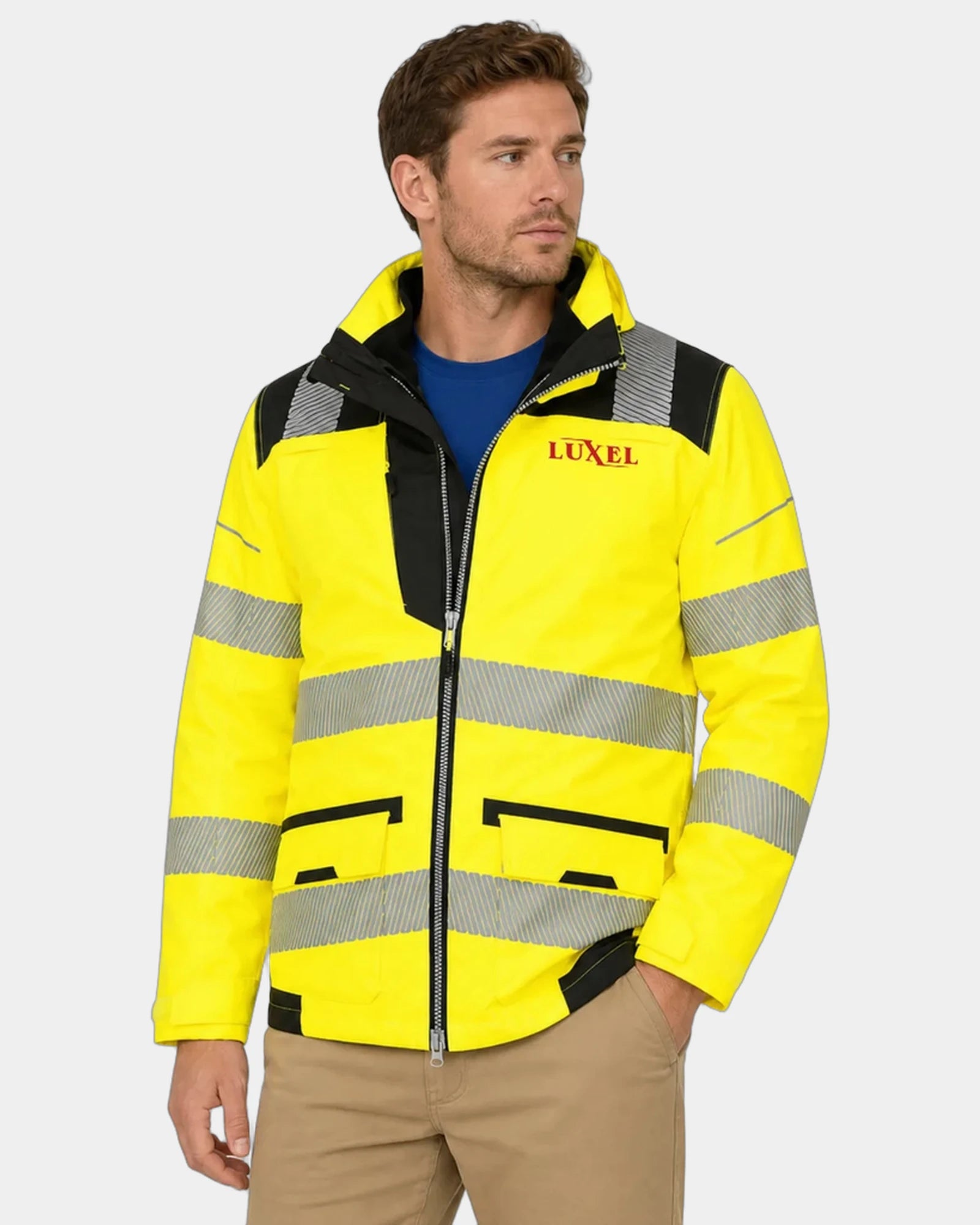 Custom waterproof hi-vis Portwest 5-in-1 jacket - Yellow/Black