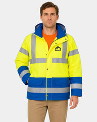 Custom insulated hi-vis Portwest waterproof winter jacket - Yellow/Navy