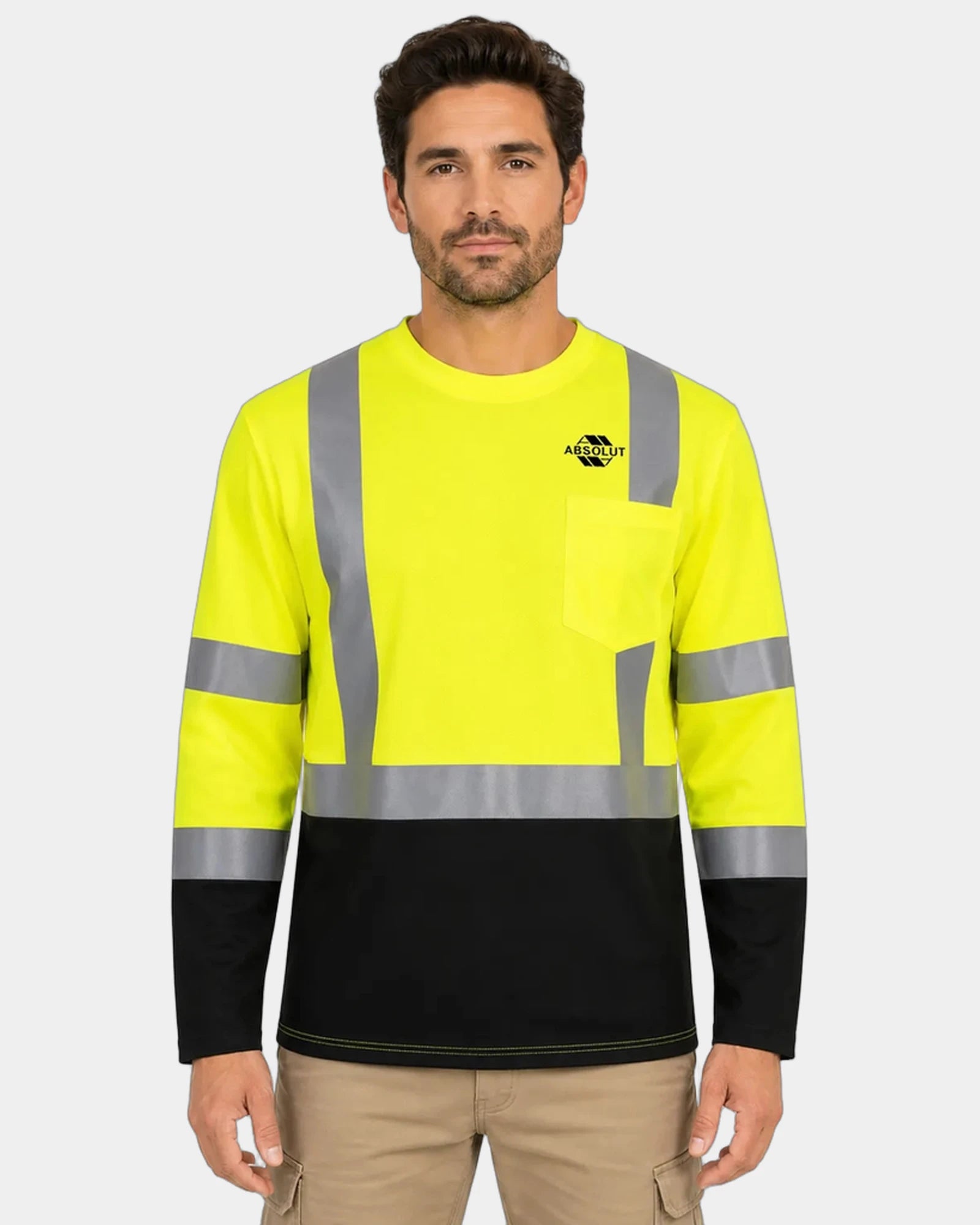 Custom hi-vis Portwest Laguna pocket t-shirt - Yellow/Black