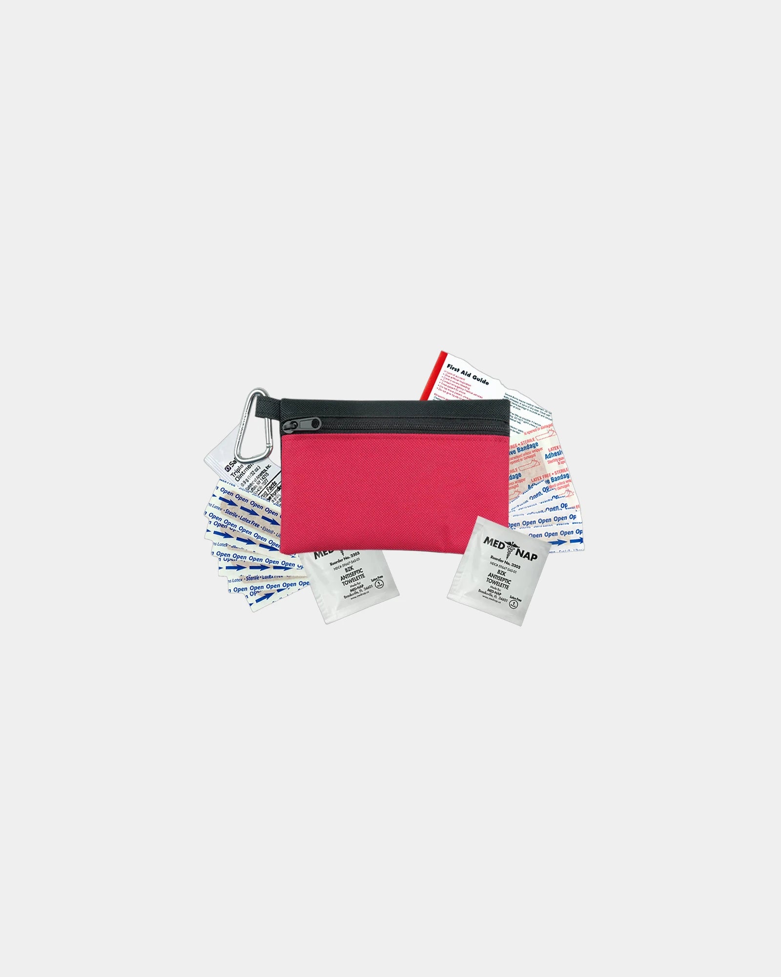Custom polyester first aid zip pouch kit - Red