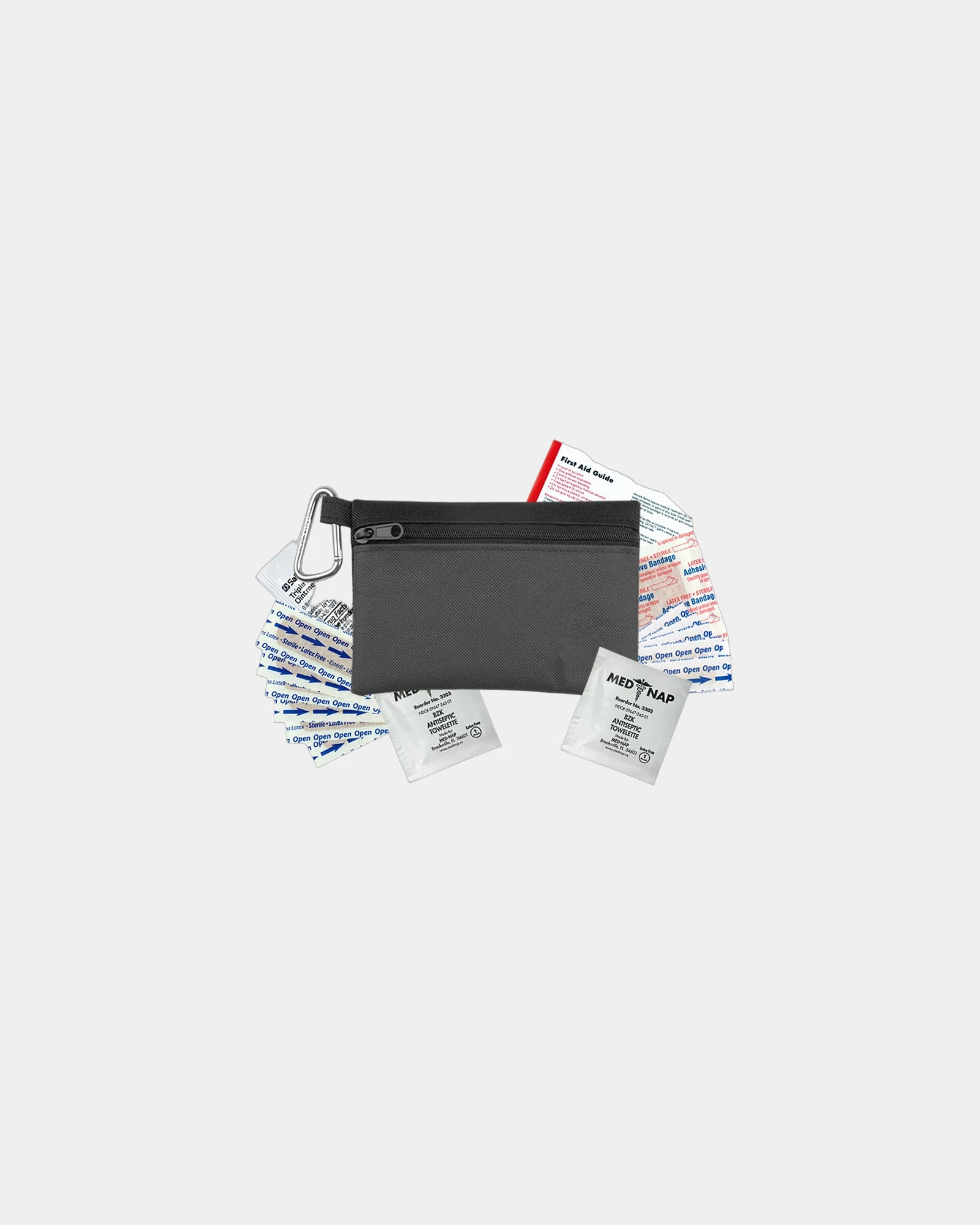 Custom polyester first aid zip pouch kit - Charcoal