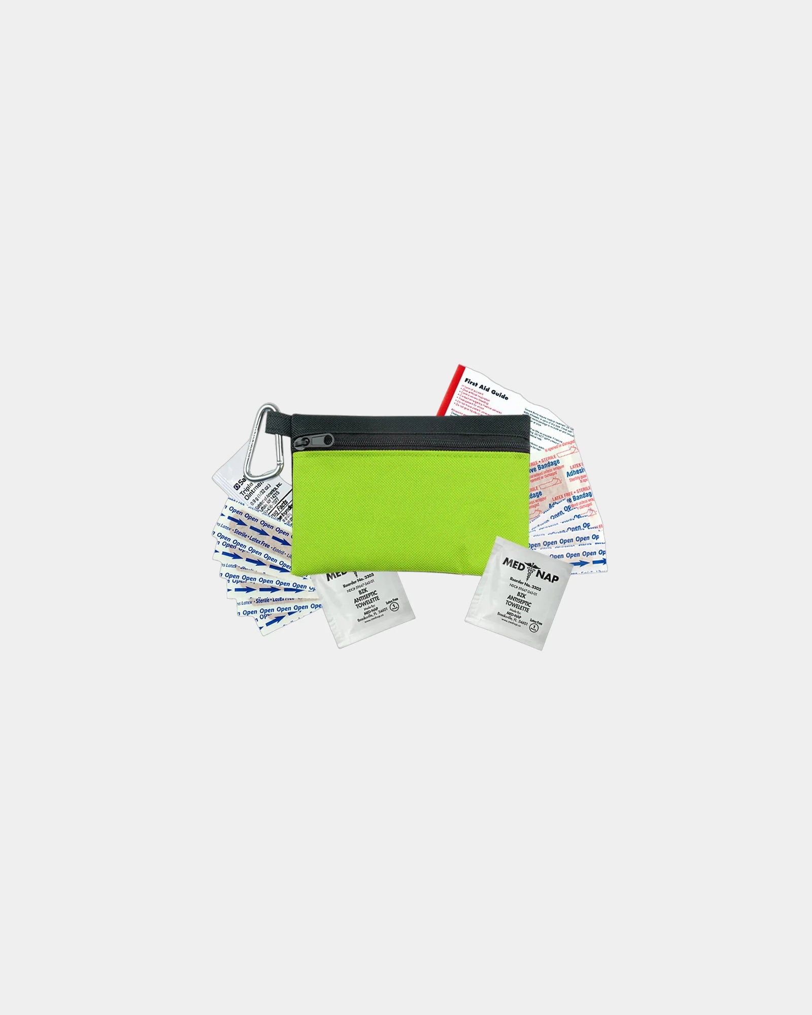 Custom polyester first aid zip pouch kit - Lime Green
