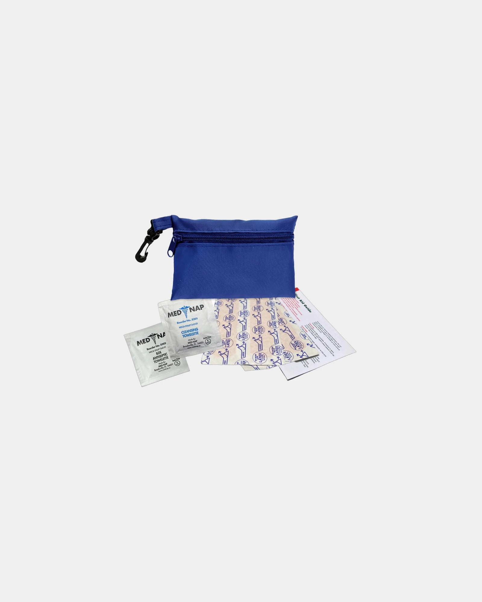 Custom polyester first aid kit zip pouch with clip - Royal Blue