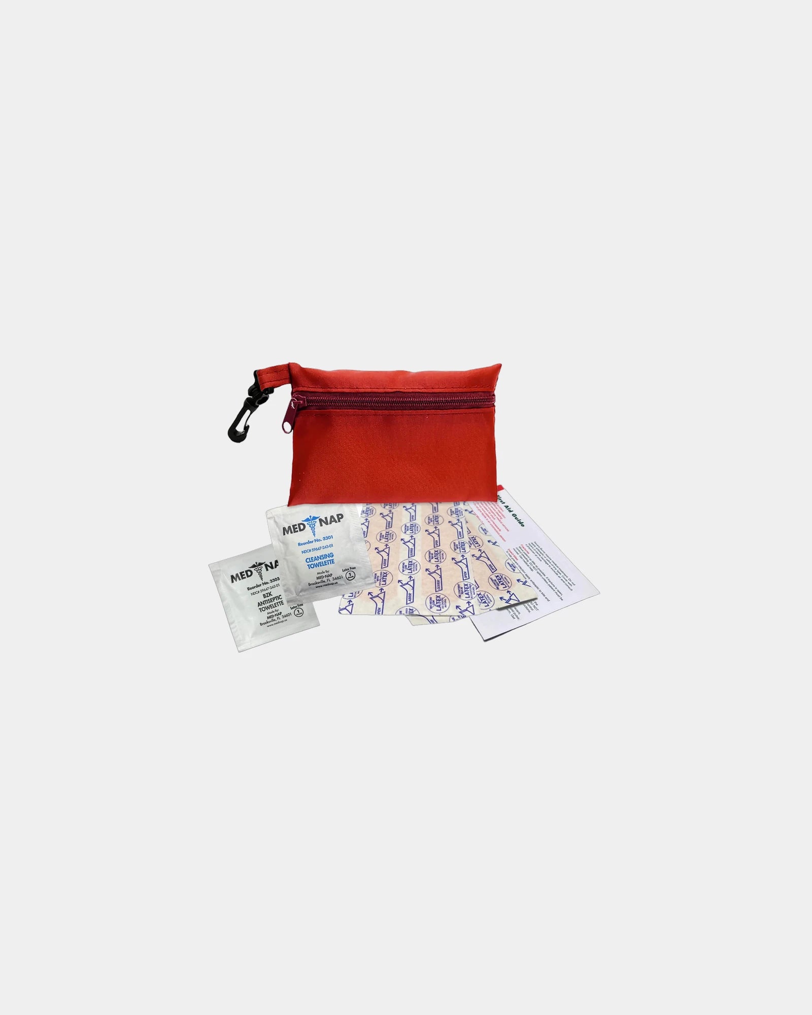 Custom polyester first aid kit zip pouch with clip - Red